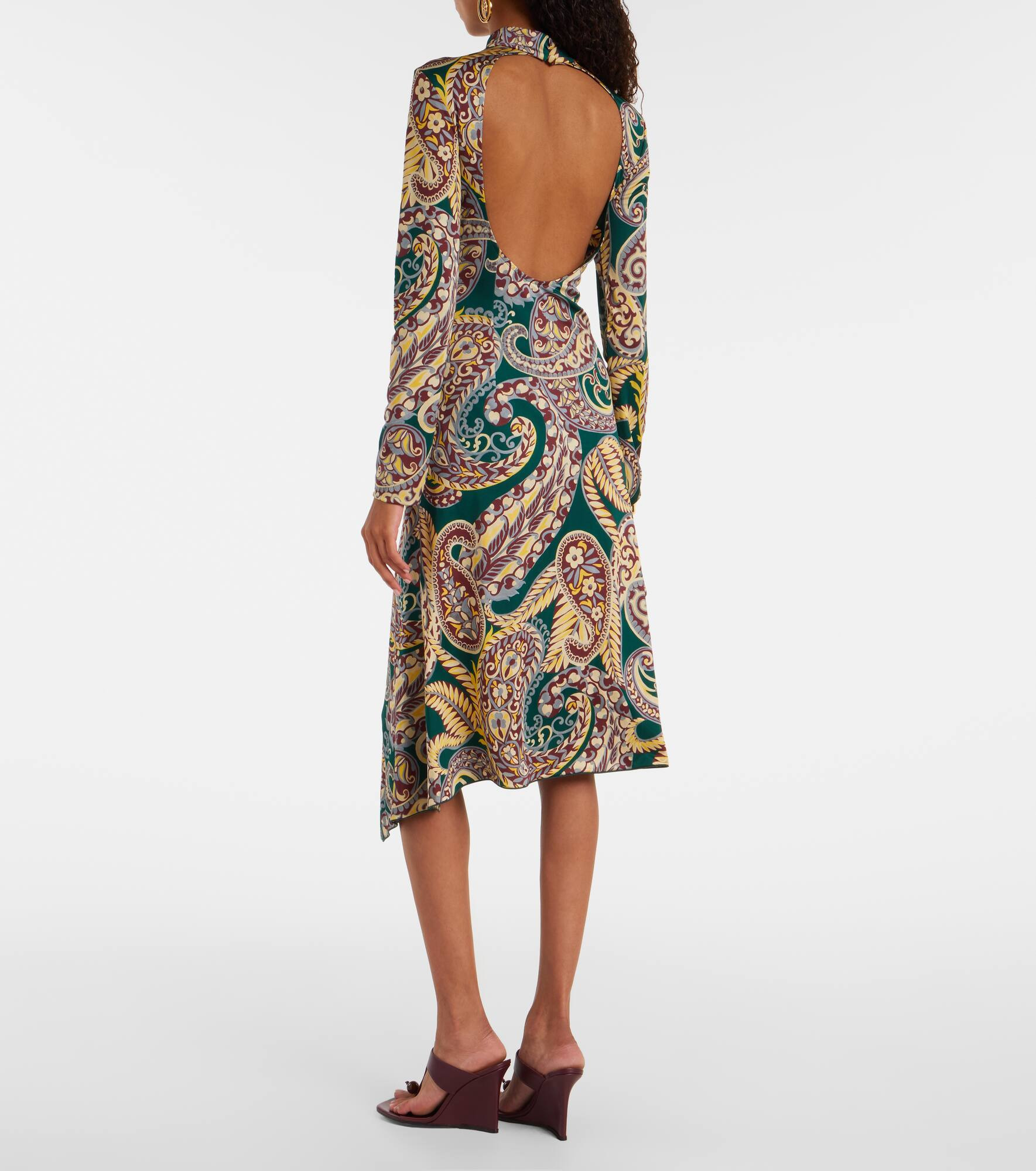 Paisley asymmetric midi dress - 3