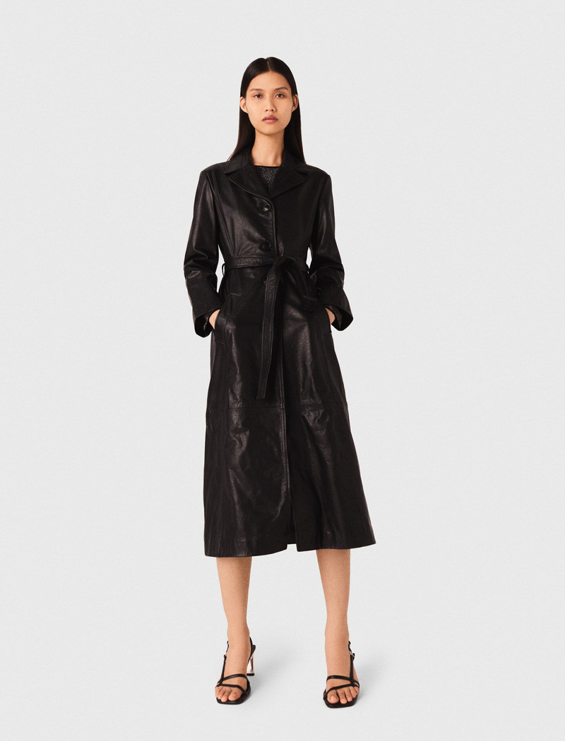 Long leather trench coat 5