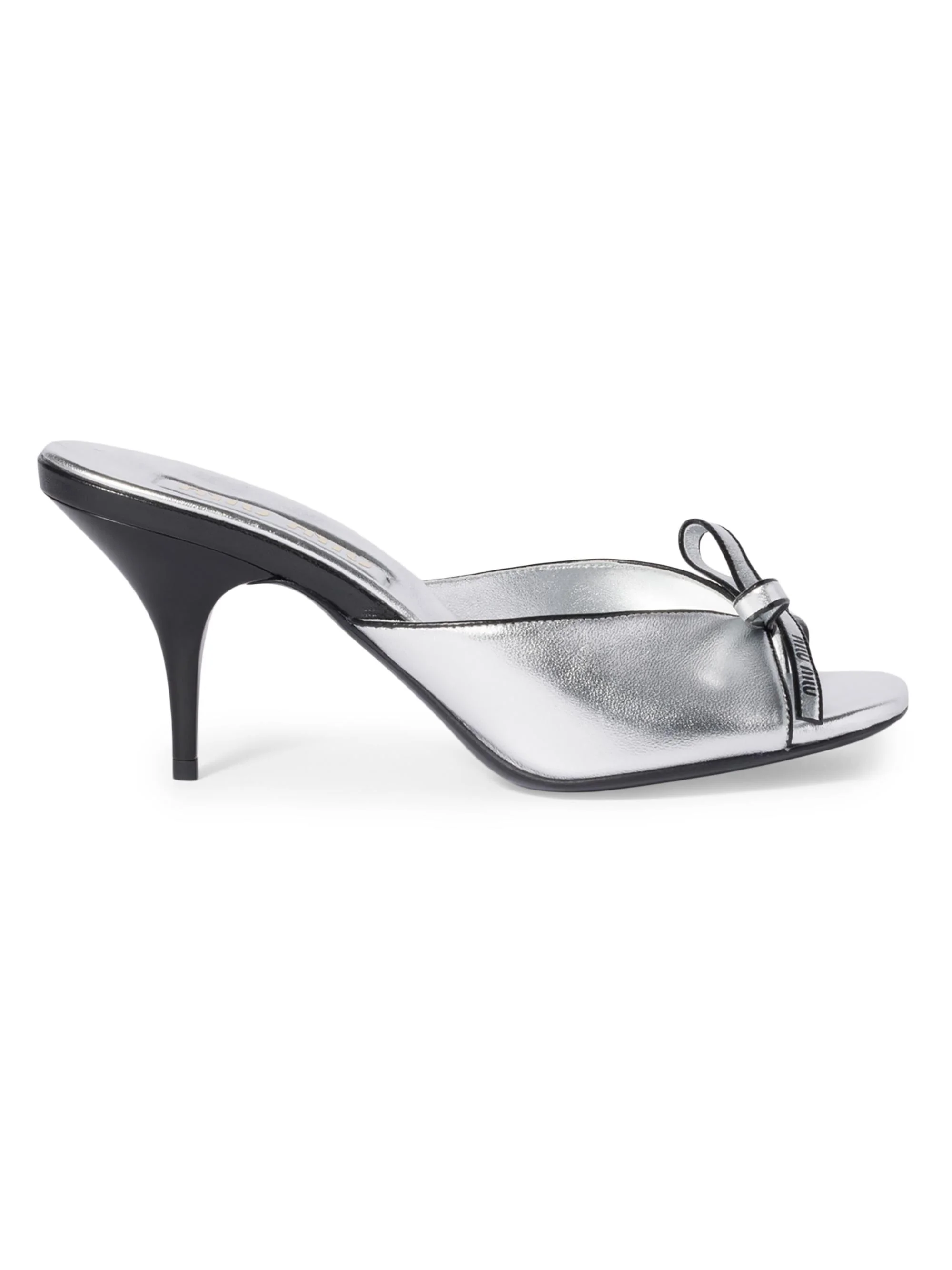 Women's Mordoré Nappa Leather Sandals with Bow - Silver - 1