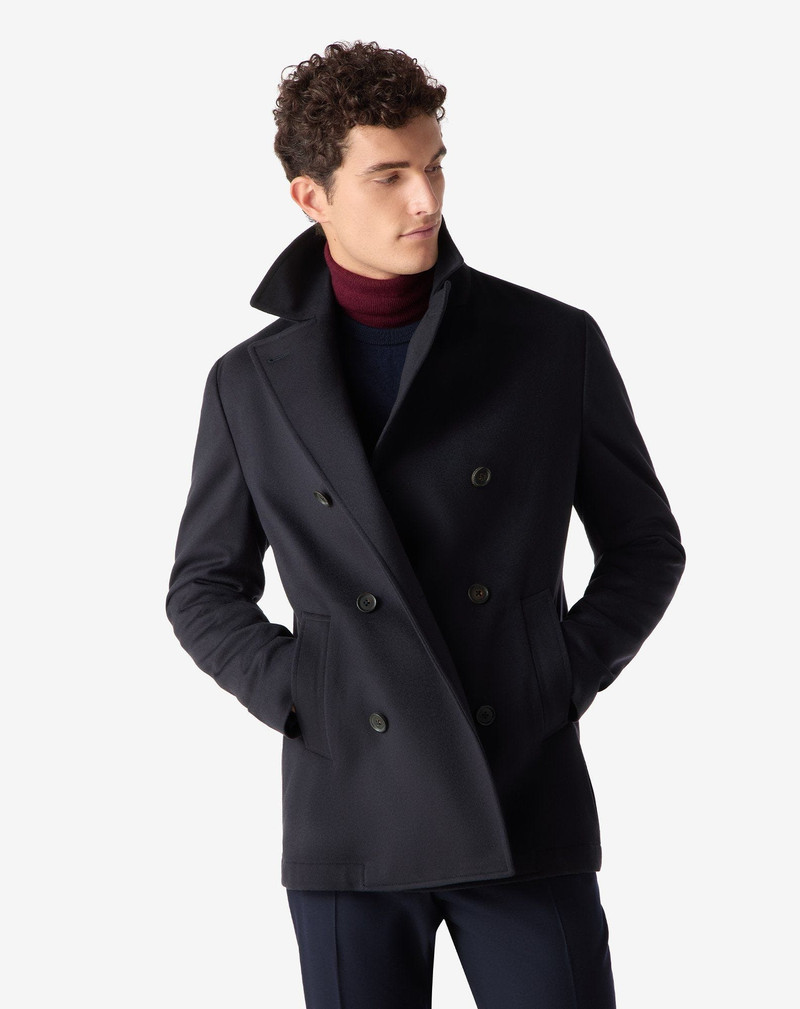 CORNELIANI Blue super fine wool beaver peacoat outlook