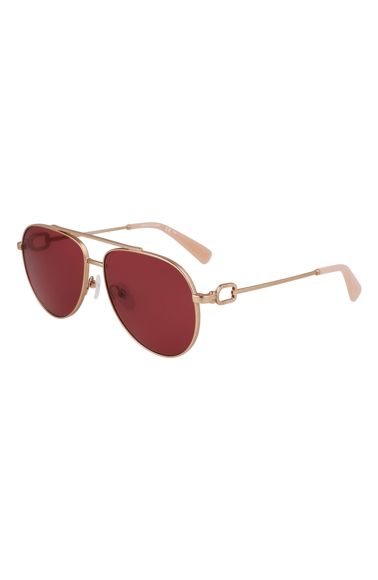 Longchamp Foulonn 58mm Aviator Sunglasses in Rose Gold/wine at Nordstrom - 2