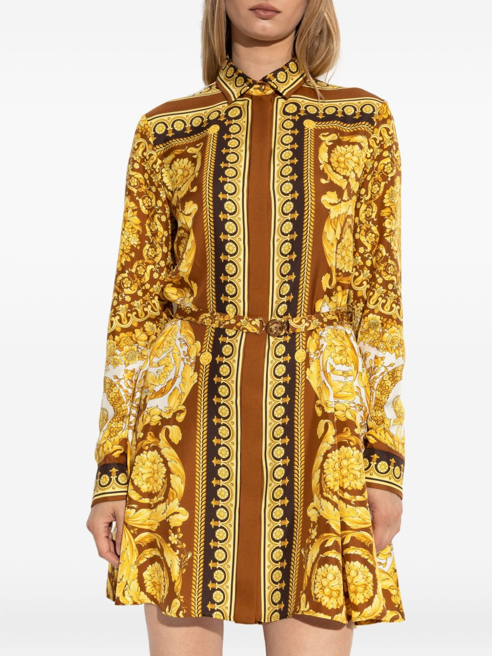 silk belted mini shirt dress - 3