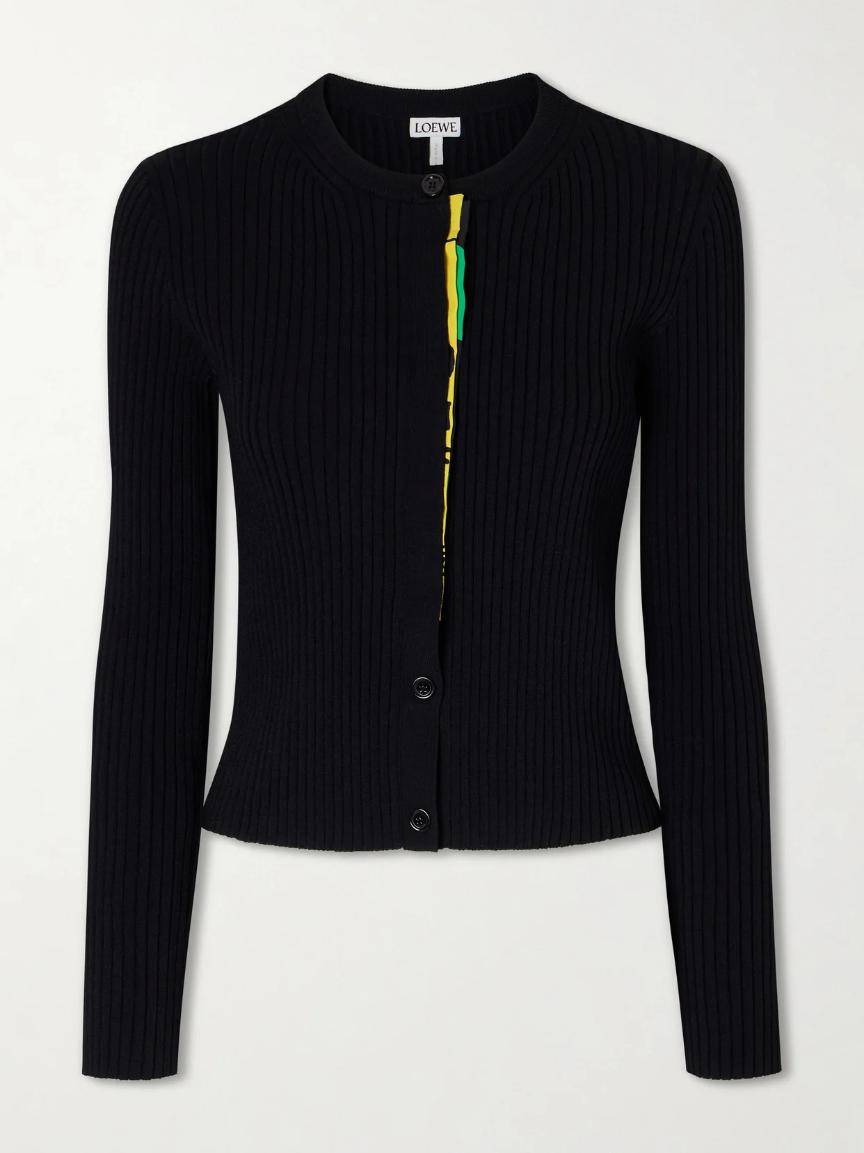 Satin-trimmed Ribbed-knit Cardigan - 1