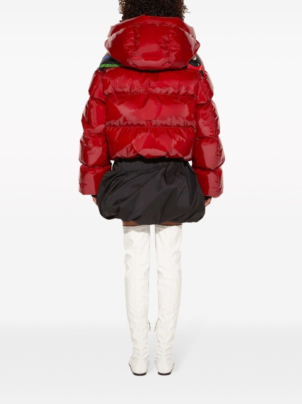 abstract-panelling hooded puffer jacket - 4