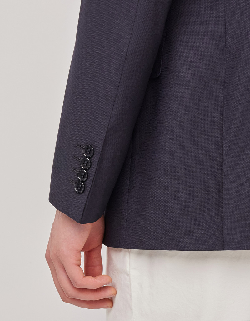 NAVY BLUE TRICOT-EFFECT COTTON JERSEY JACKET 145