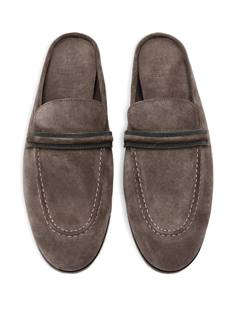 beaded-embellished suede mules - 2