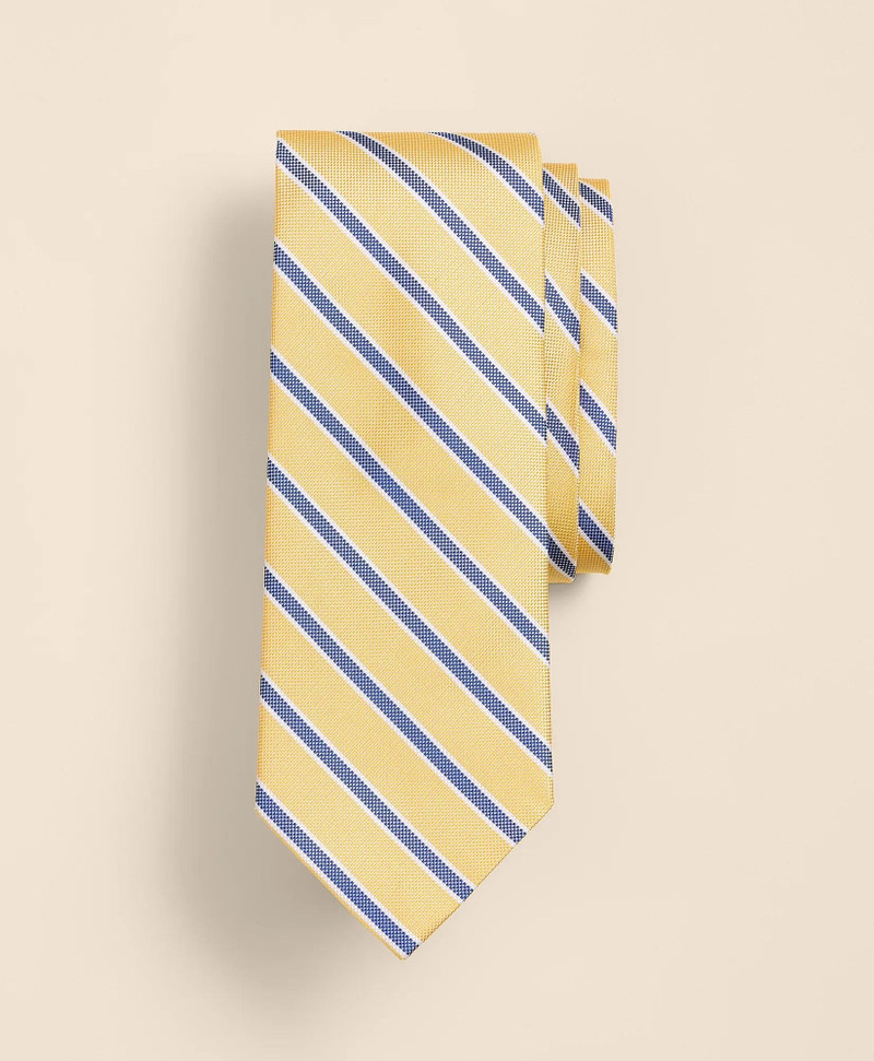 Silk Oxford-Weave Outline Stripe Tie 1