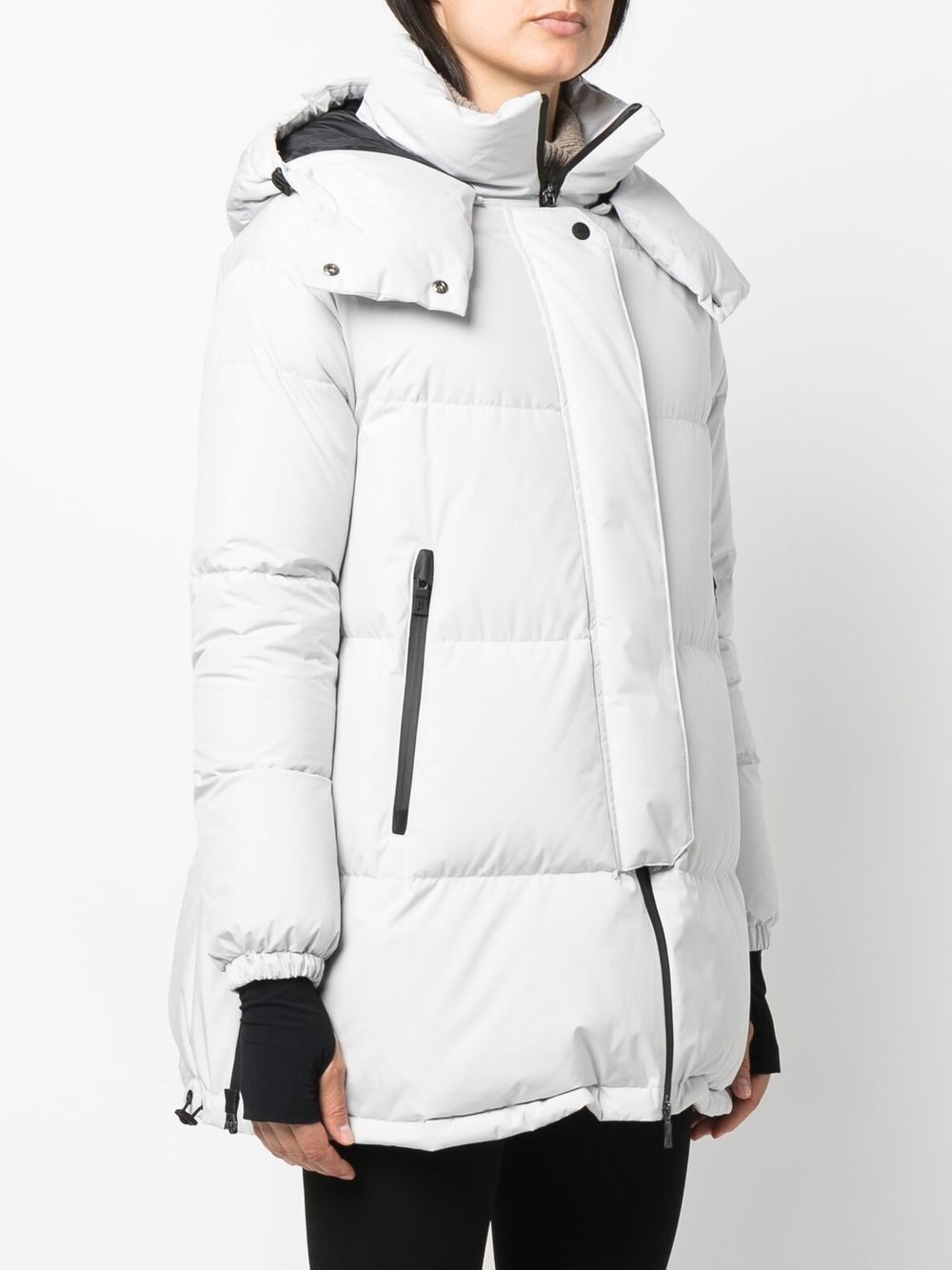 hooded feather-down padded coat - 3