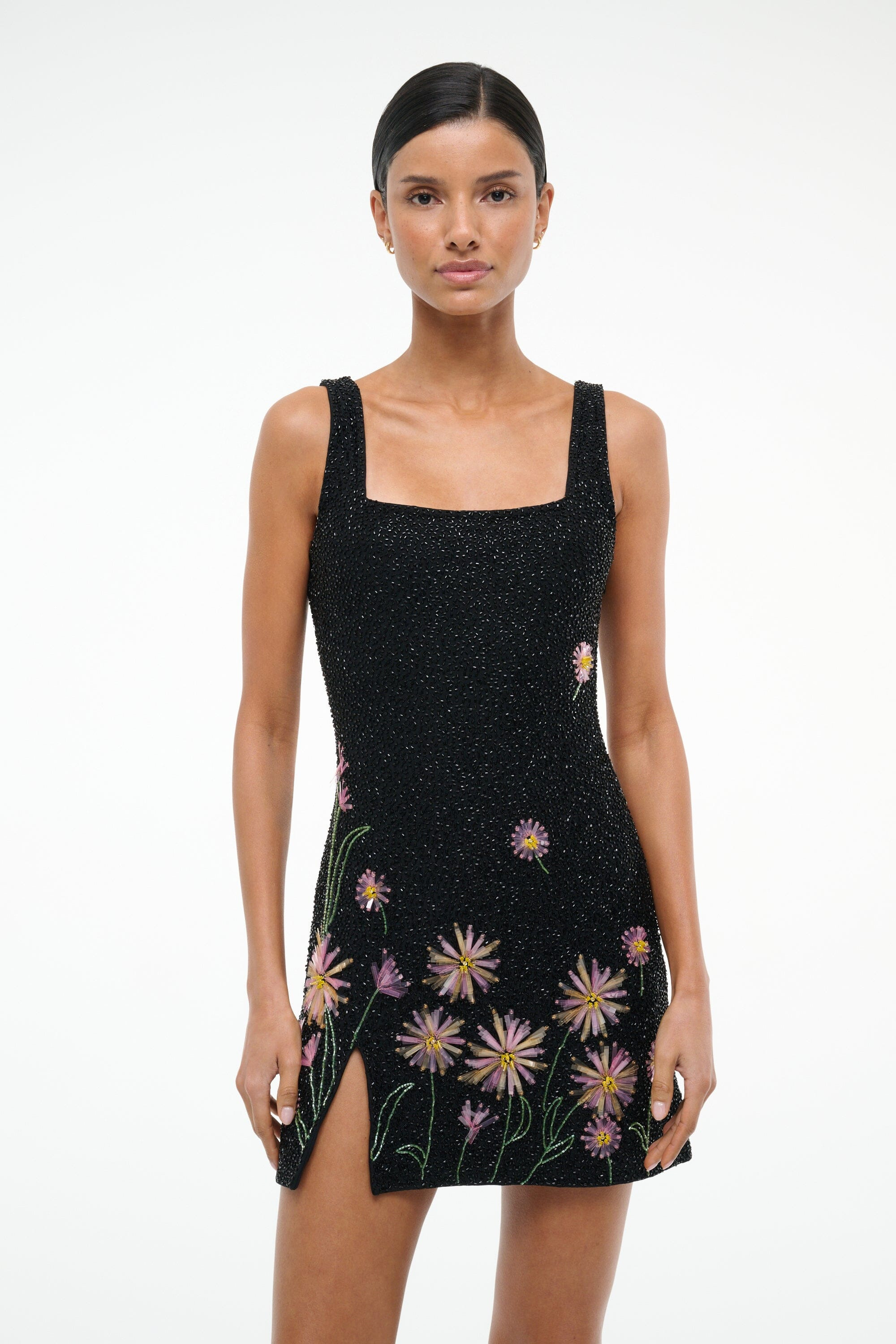 STAUD LE SABLE DRESS DAHLIA DAYDREAM BLACK - 5
