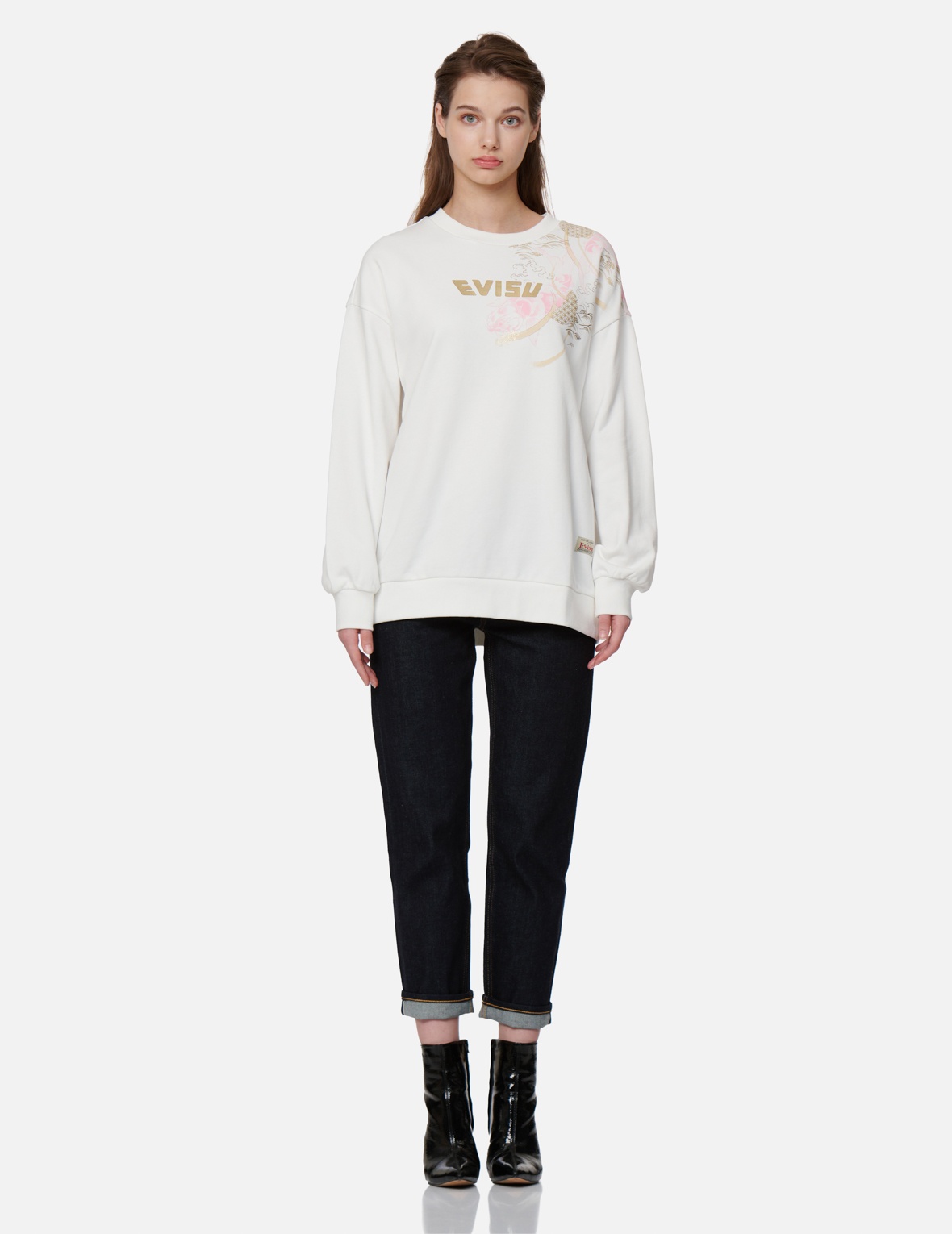 KAMON AND “KOI PLAYING IN THE WAVES” EMBROIDERY STRAIGHT-LEG JEANS - 6