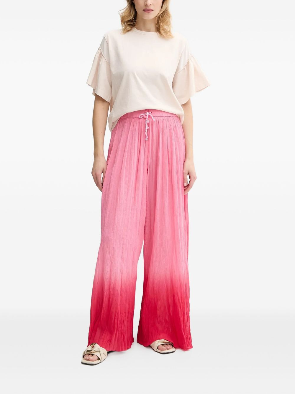 frill-sleeve crew-neck top - 2