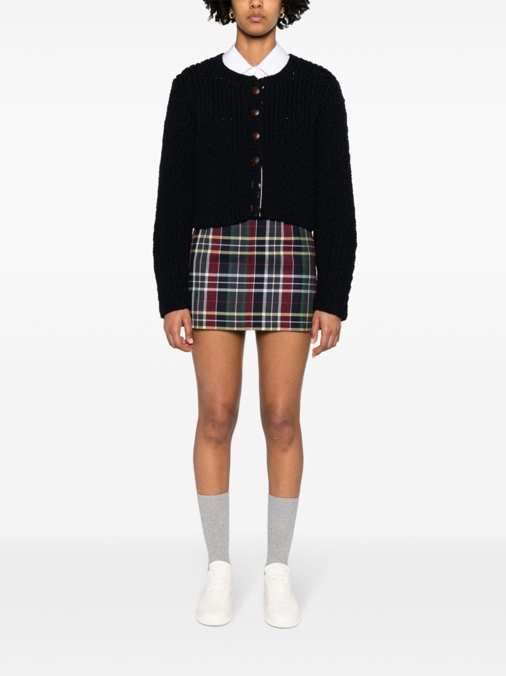 tartan-check wool miniskirt - 2