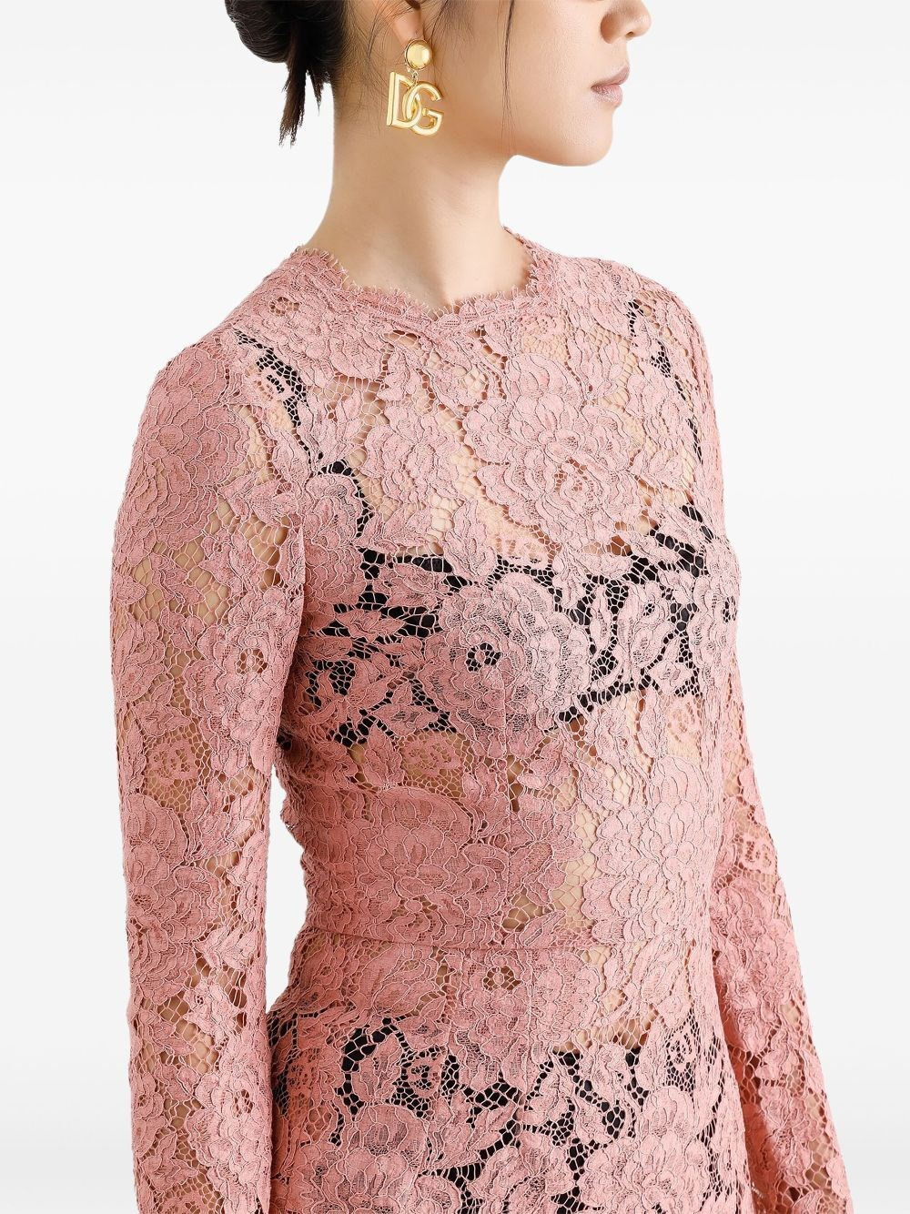 Branded Floral Cardonetto Lace Sheath Dress - 5