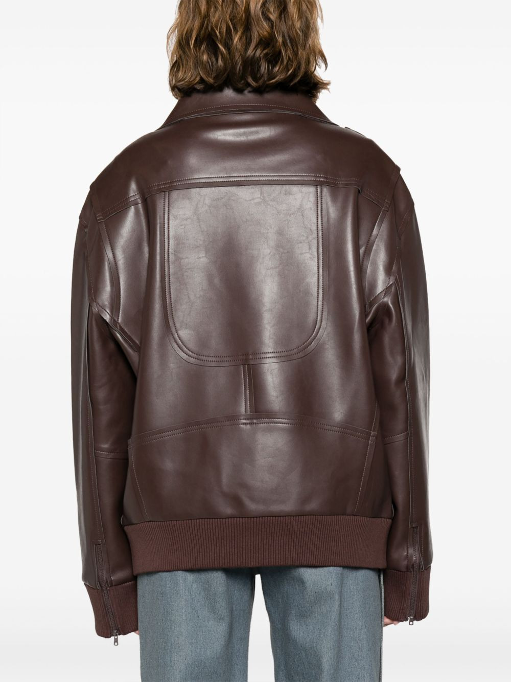 oversized zip-up biker jacket - 4