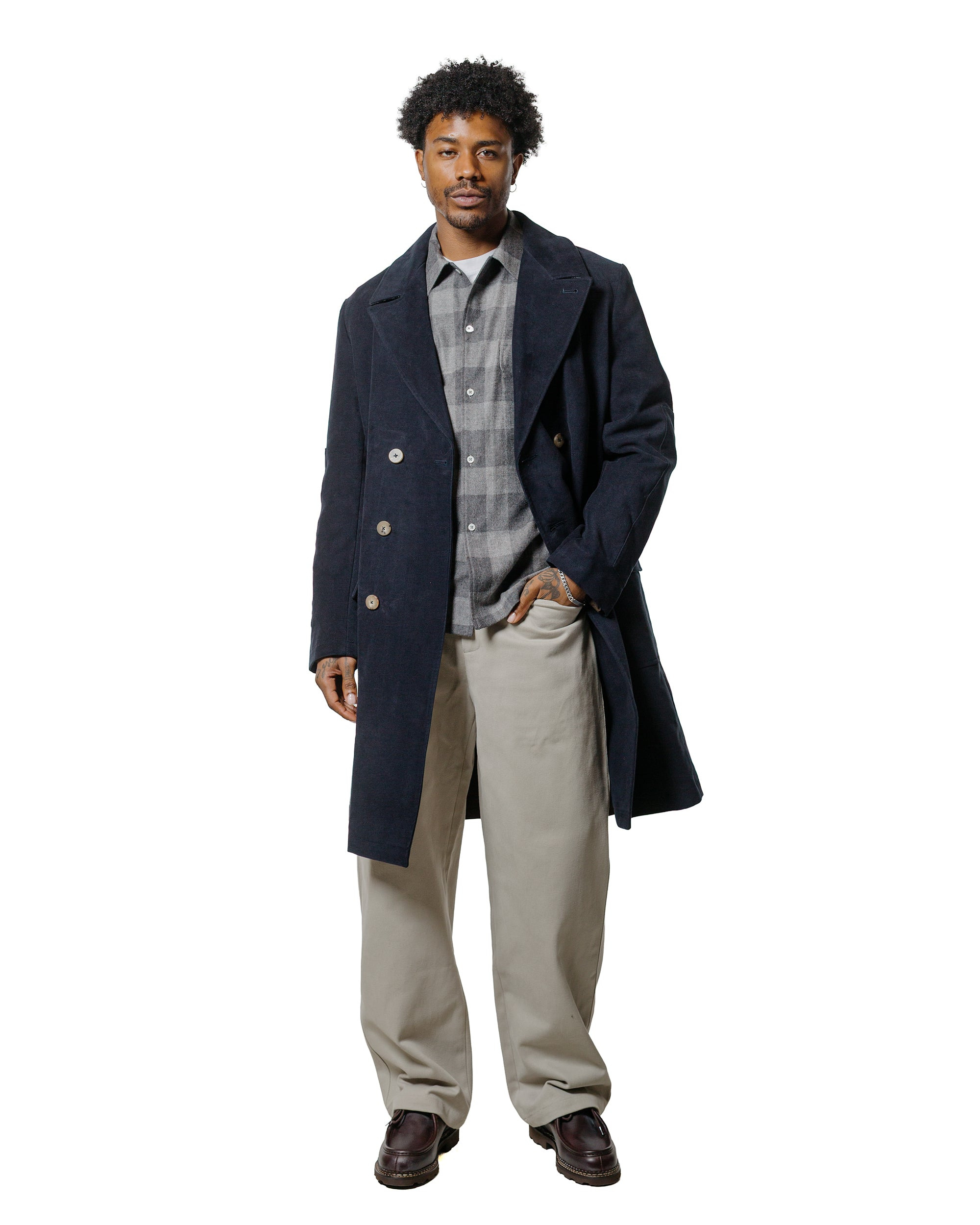 Marcel Lassance Redingote Coat English Moleskin Navy - 2