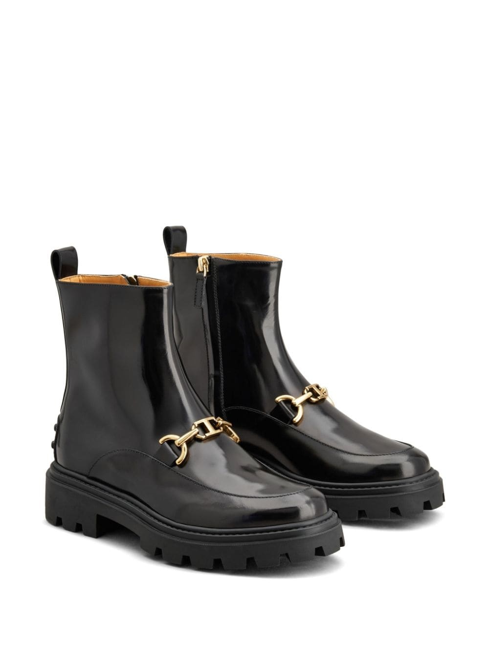 logo-plaque leather ankle boots - 2