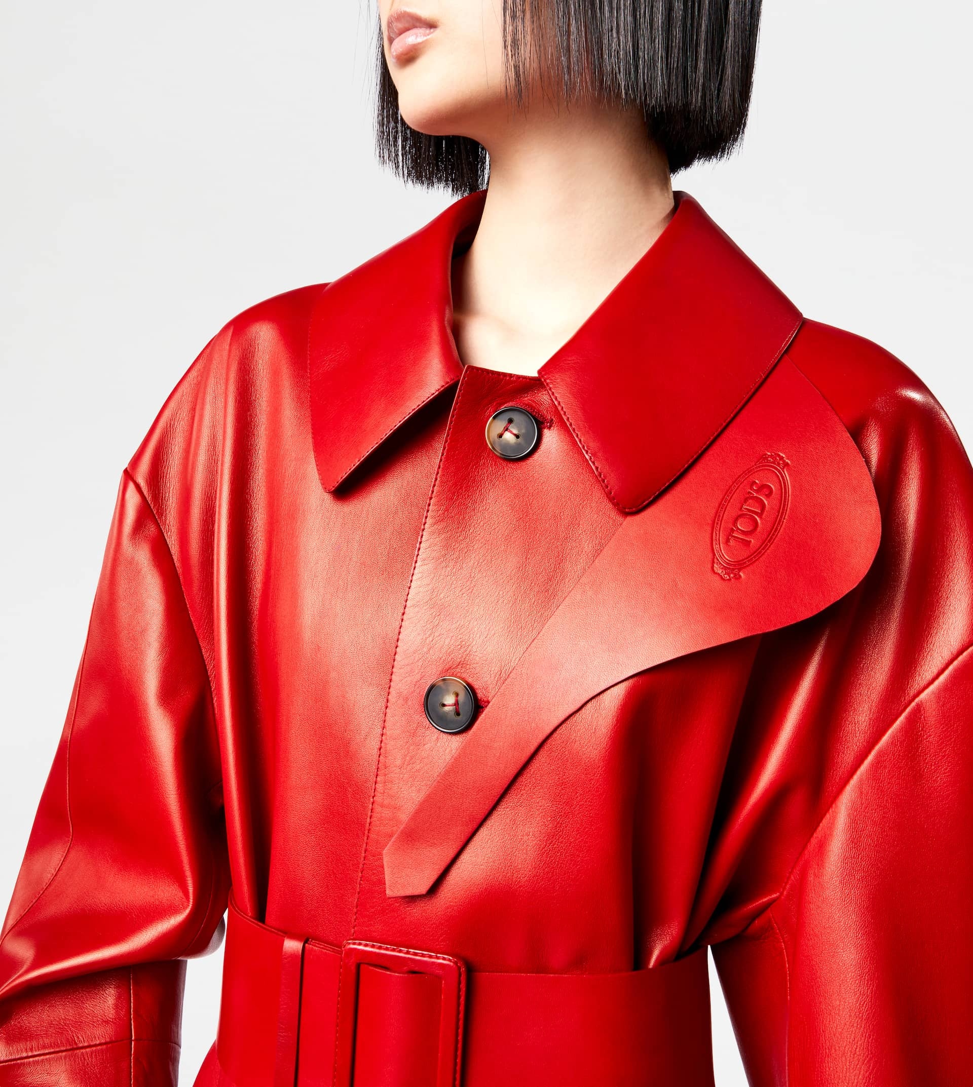 TRENCH COAT IN LEATHER - RED - 5