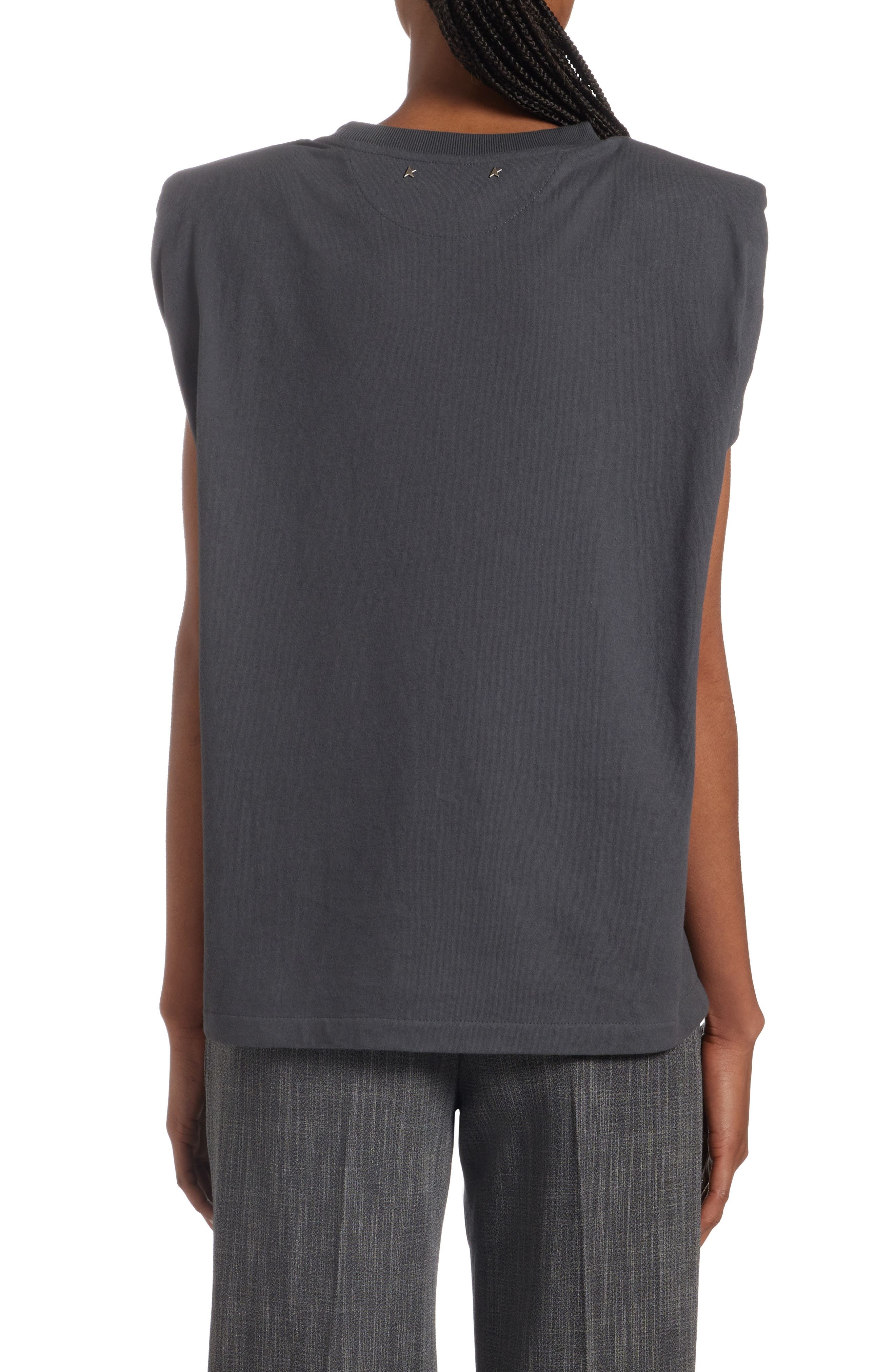 Studded Cotton Shoulder Pad Tank - 3