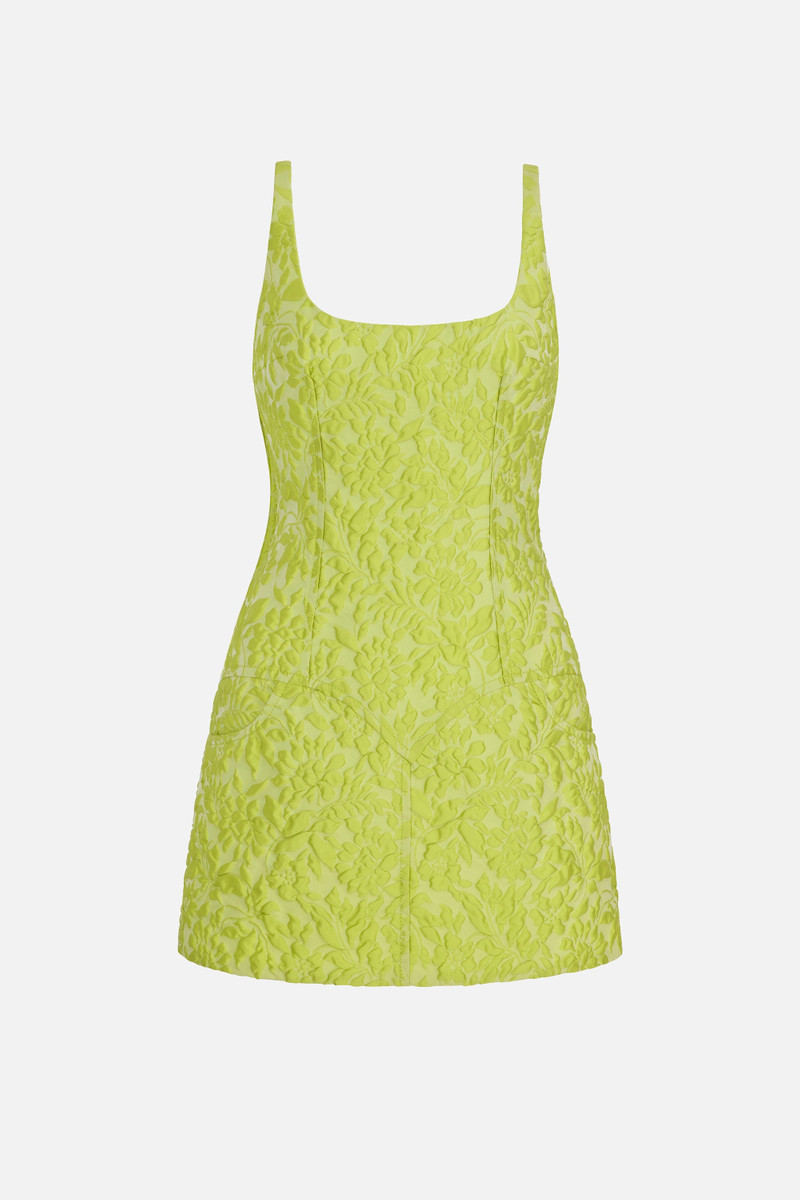 Eliezer Dress In Lime Green Embossed Cloque 1
