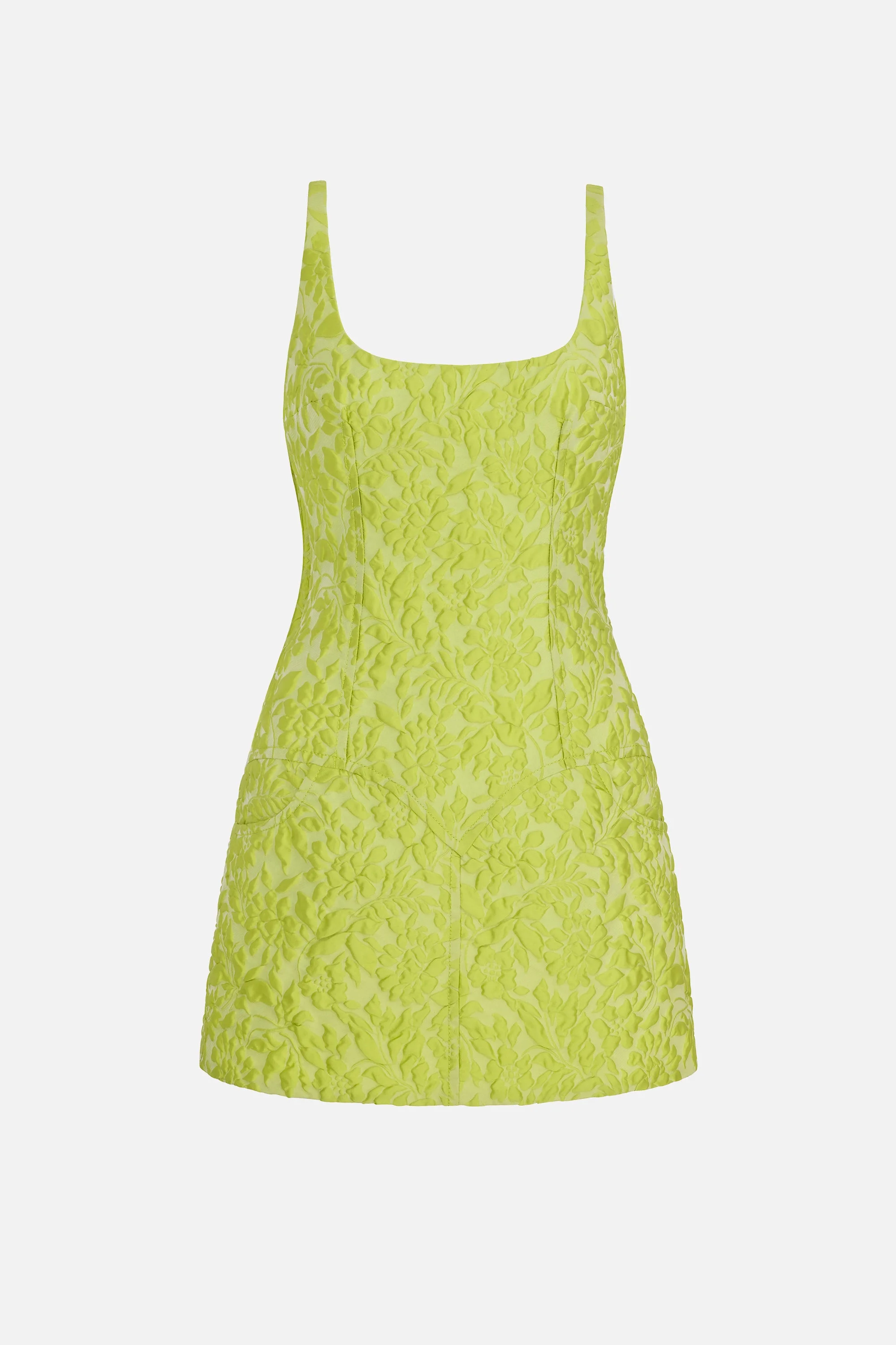 Eliezer Dress In Lime Green Embossed Cloque - 1