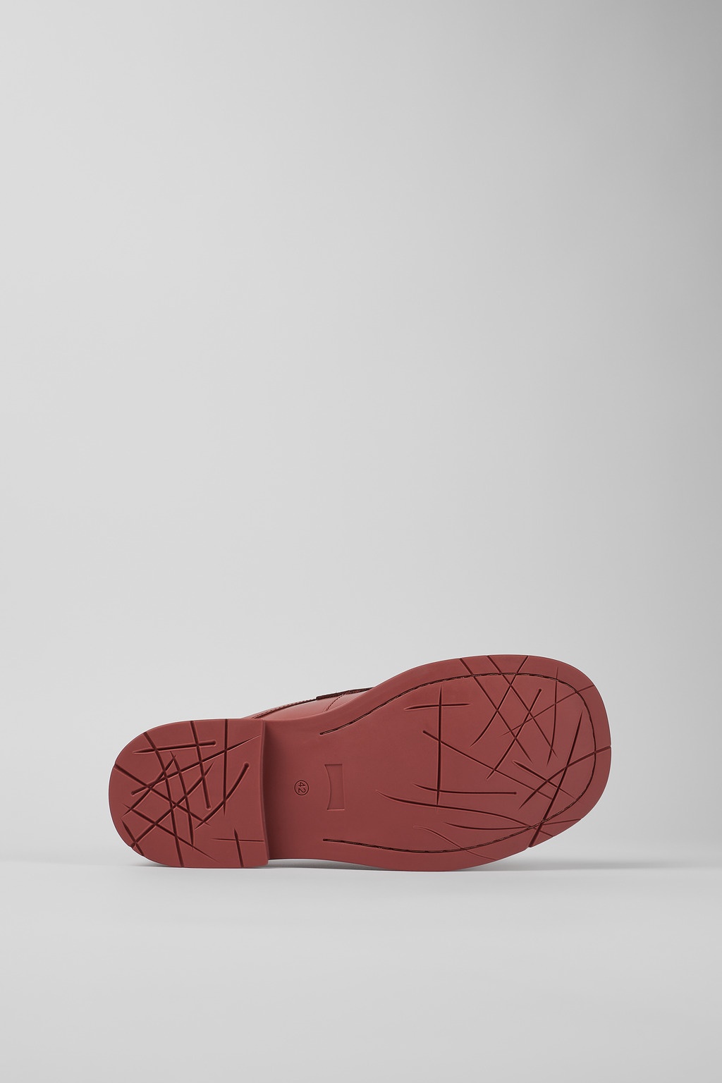 Red leather loafer slide - 5