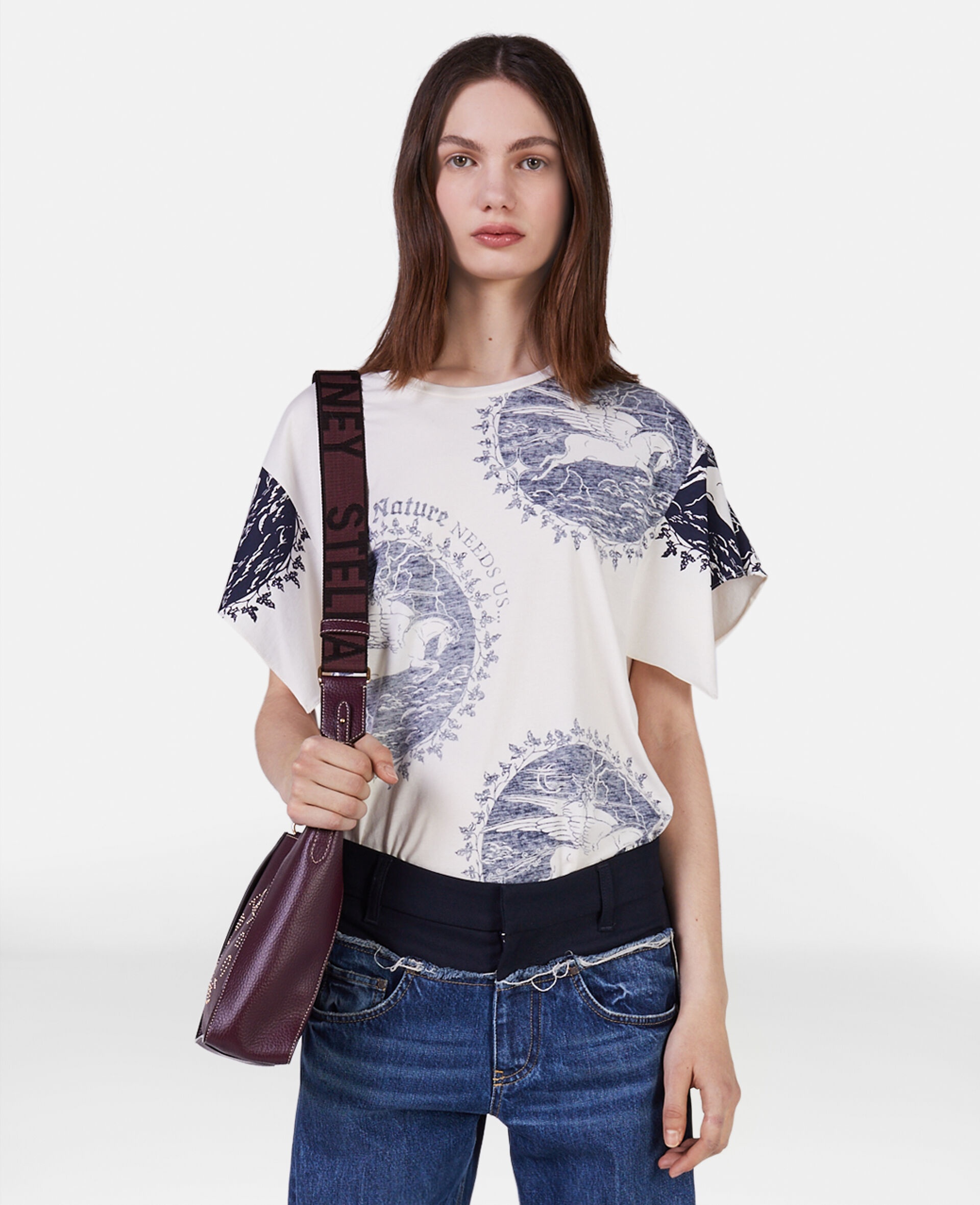 Twill Panelled Denim Wide Leg Jeans - 4