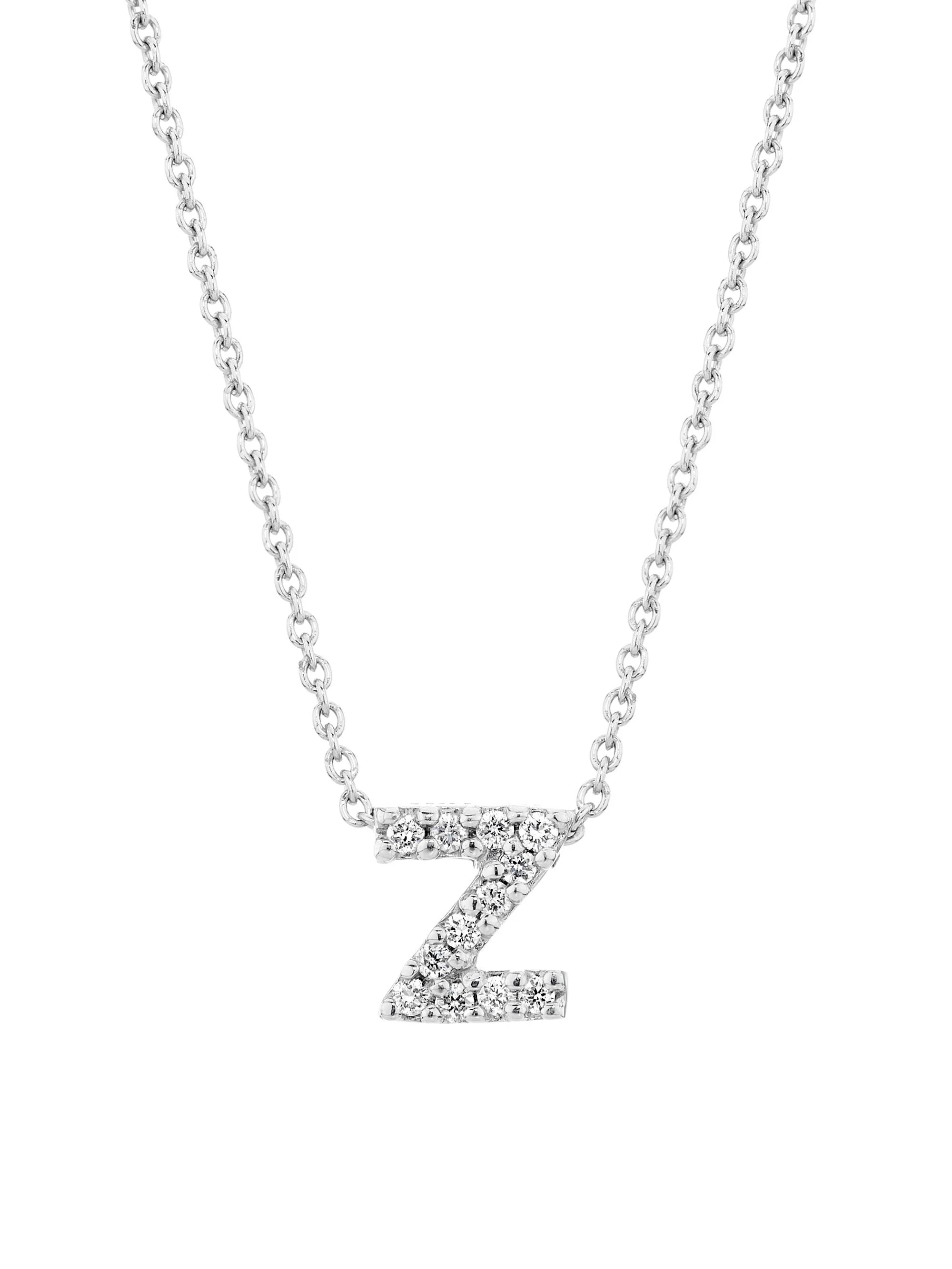 Women's Tiny Treasures 0.08 TCW Diamond & 18K White Gold Initial Necklace - Initial Z - 1