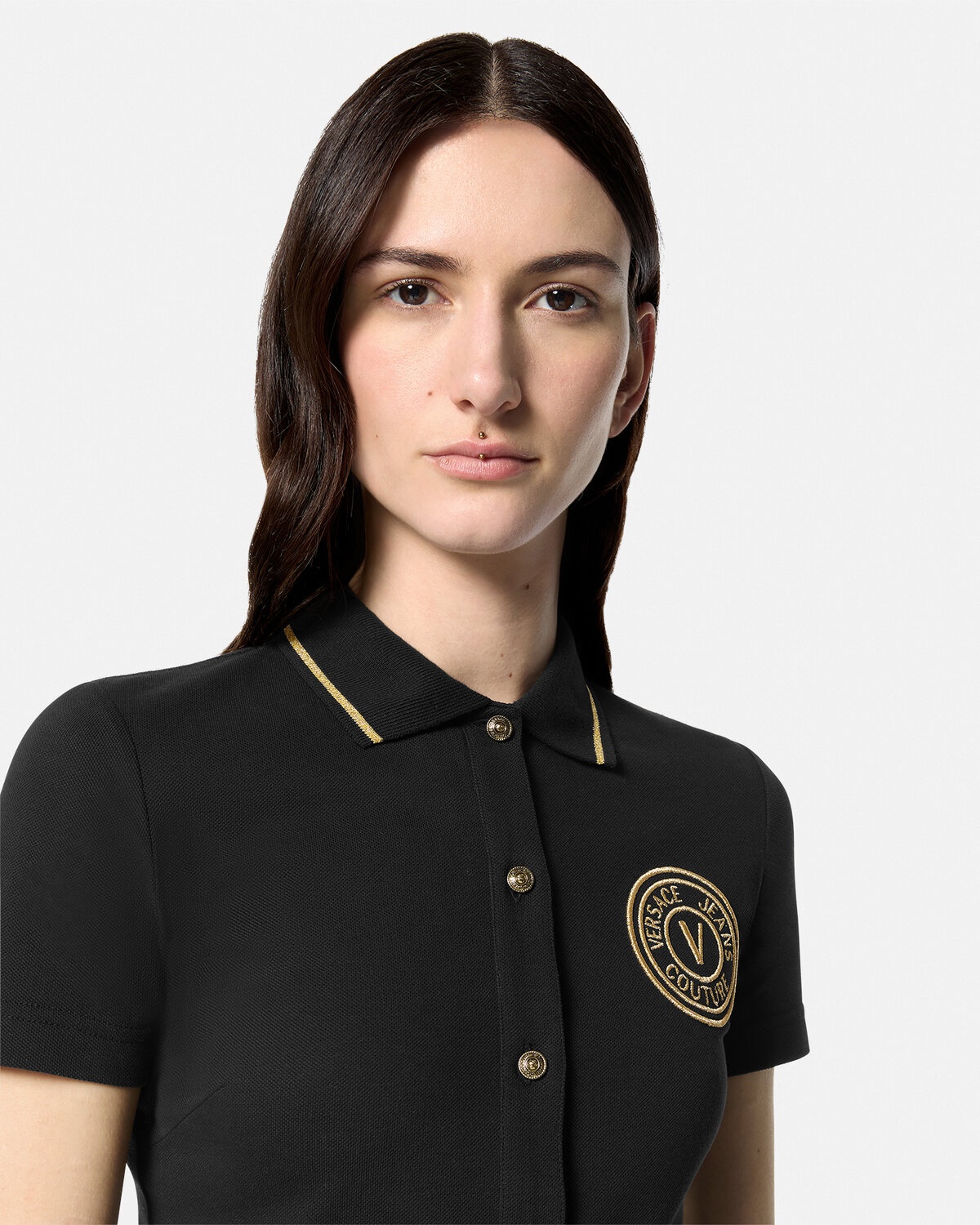 V-Emblem Midi Polo Dress - 3
