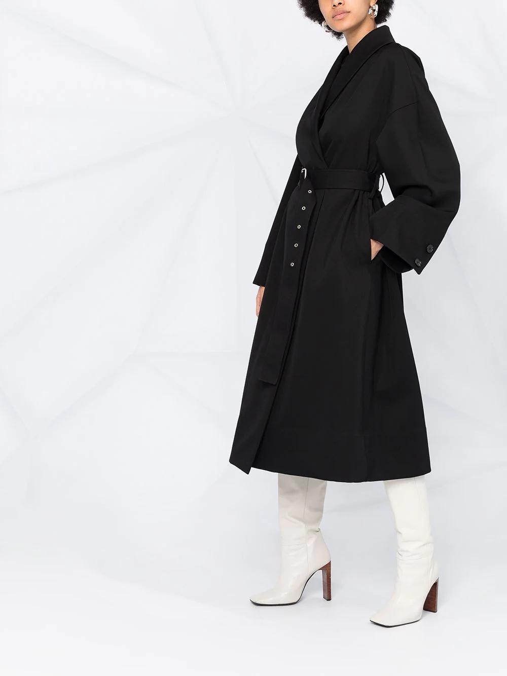 flared belted trench coat - 6