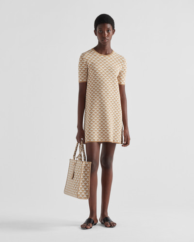 Prada Jacquard cotton crew-neck dress outlook