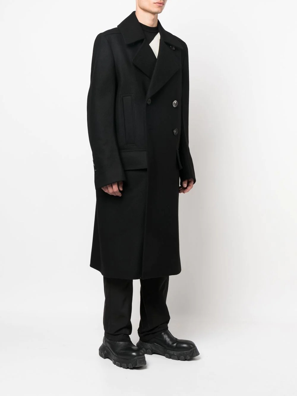 double-breasted wide-lapel coat - 3