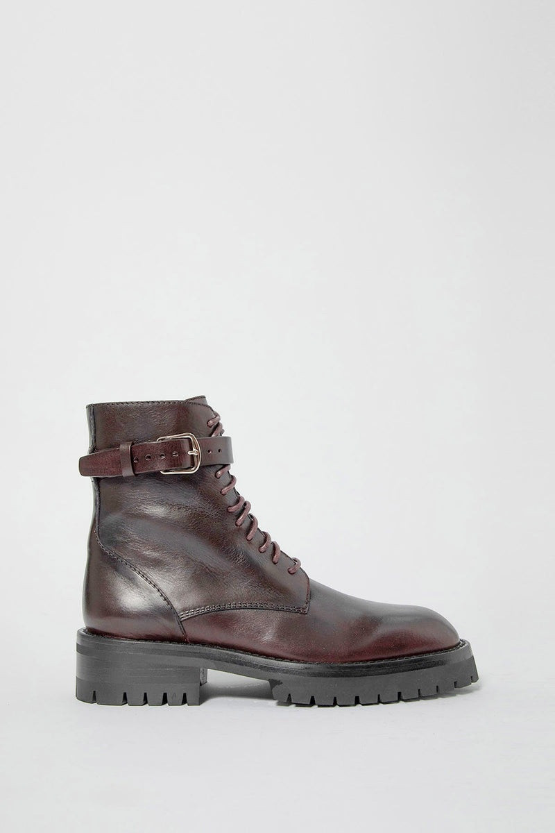 Ann Demeulemeester Cisse Combat Boots Aubergine outlook