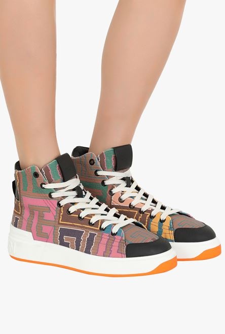 Multicolor needlepoint B-Court high-top sneakers with Balmain monogram - 2