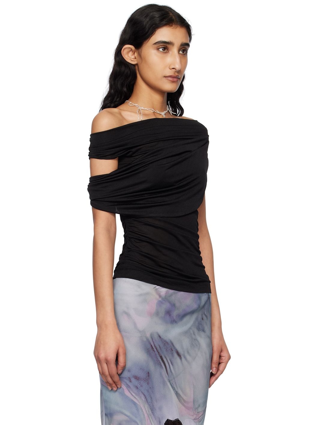 Black Jersey Sablé Blouse - 2