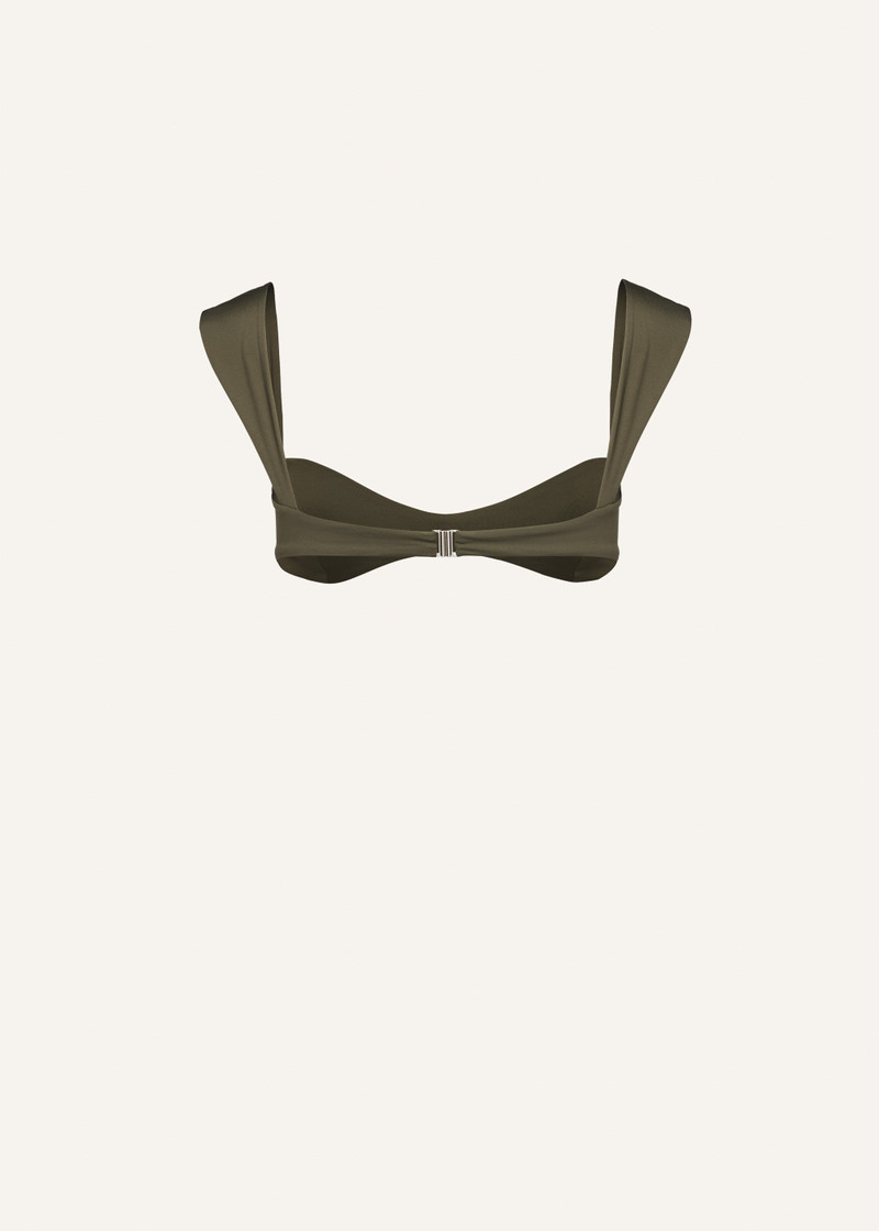 Retro bustier swim top in khaki 2