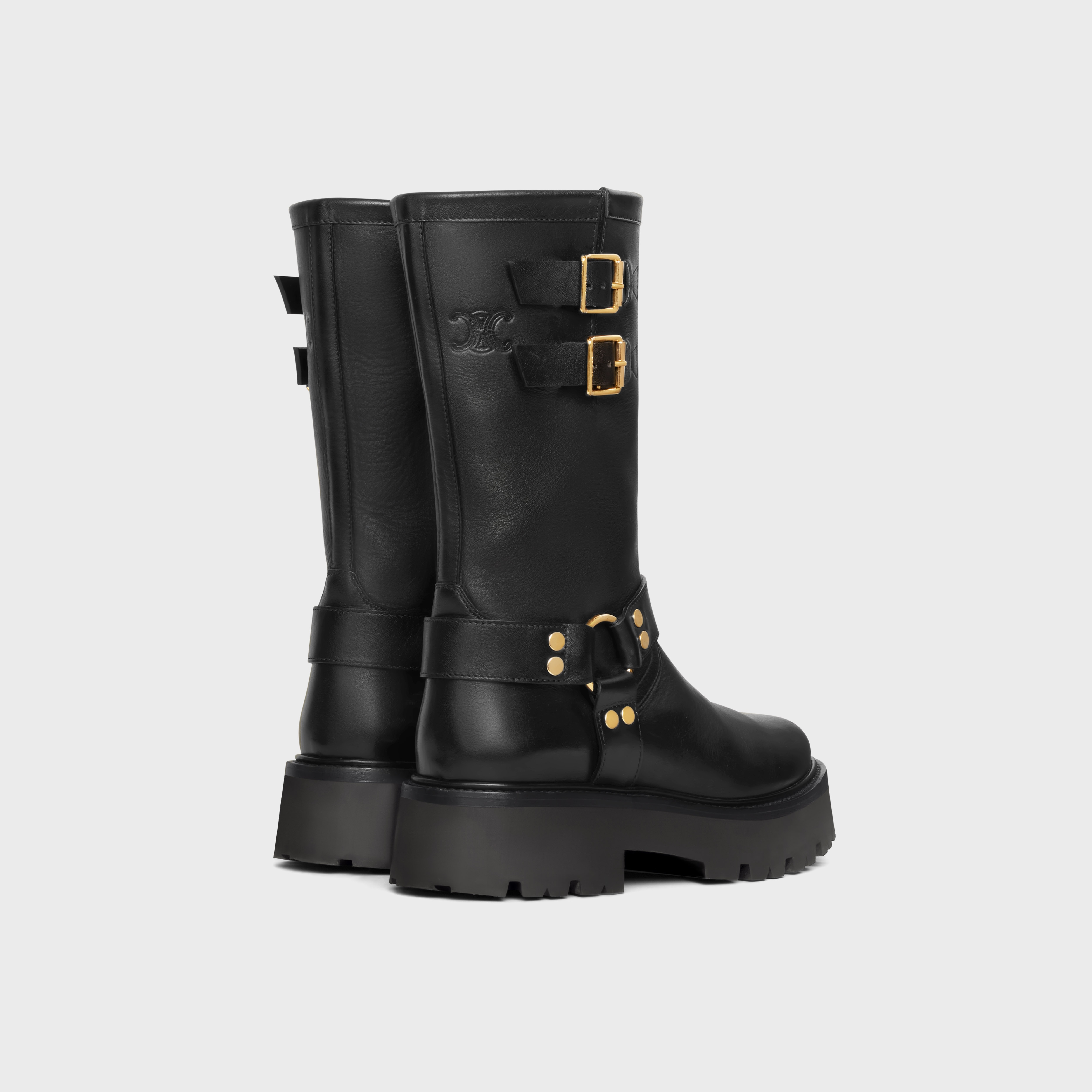 CELINE BULKY MID BIKER BOOT WITH HARNESS in CALFSKIN - VEGETAL TANNING - 3