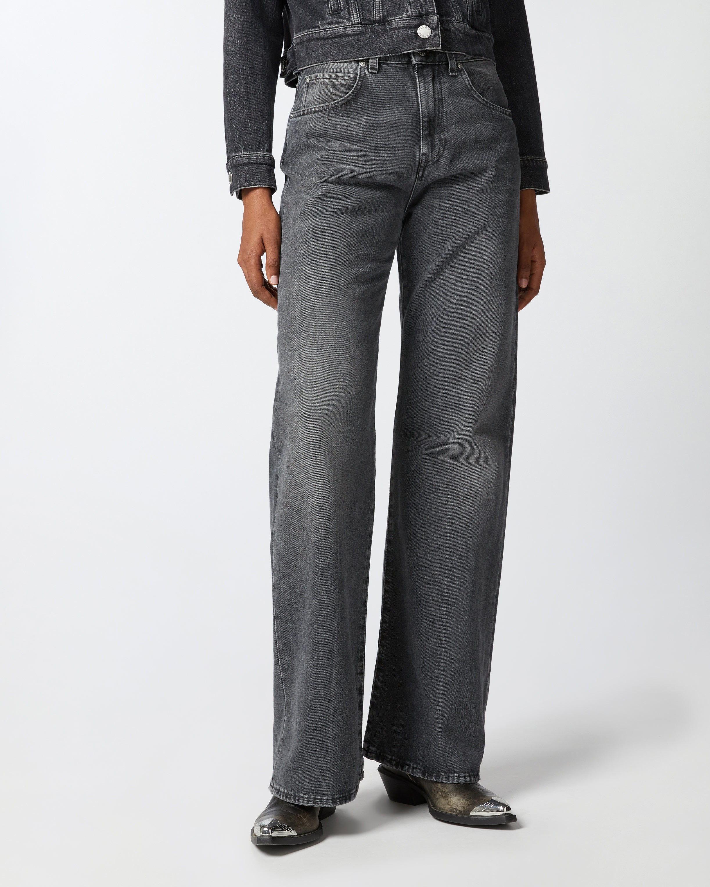 WIDE-LEG GREY VINTAGE DENIM JEANS - 3