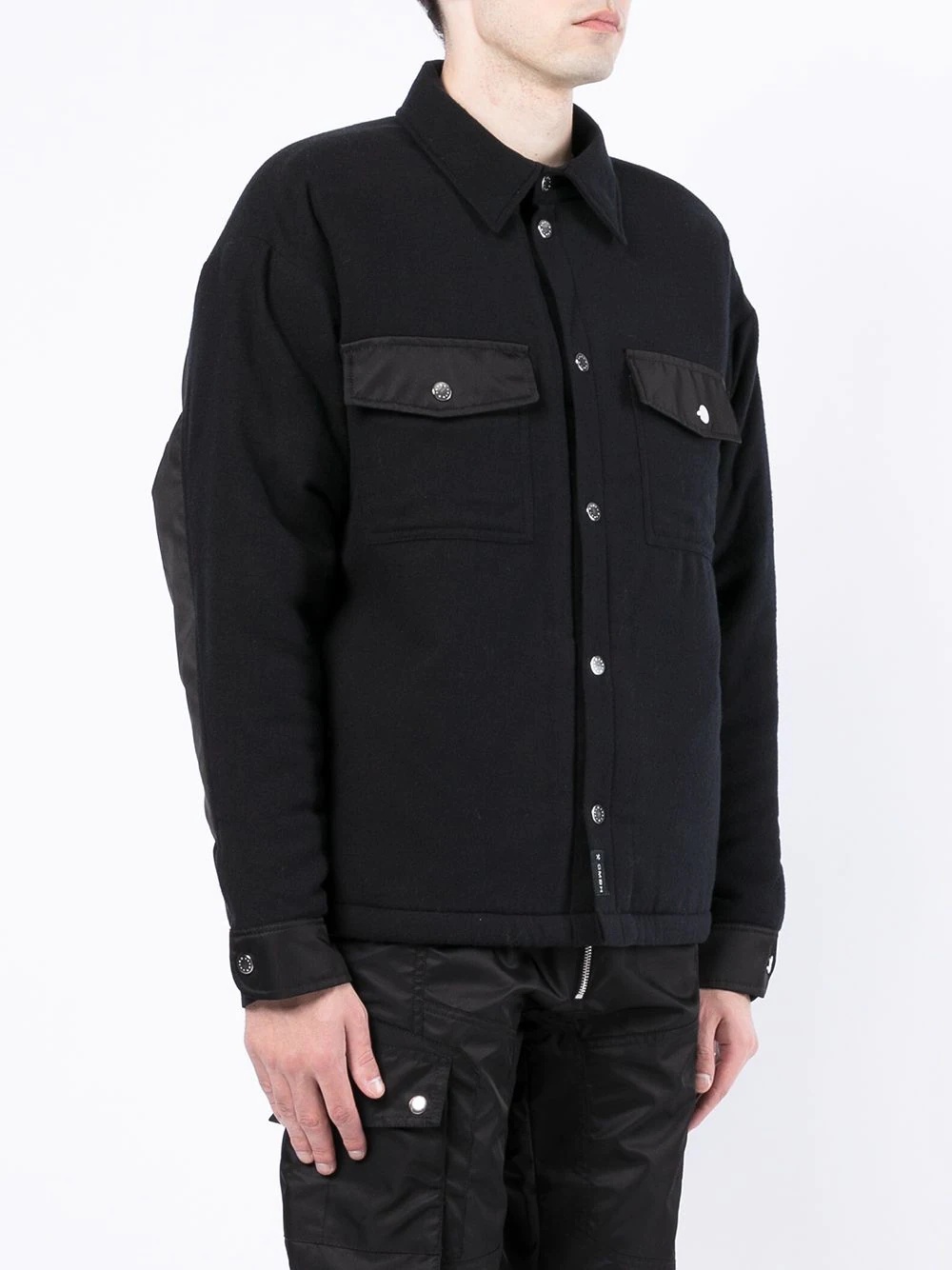 panelled flannel overshirt - 3