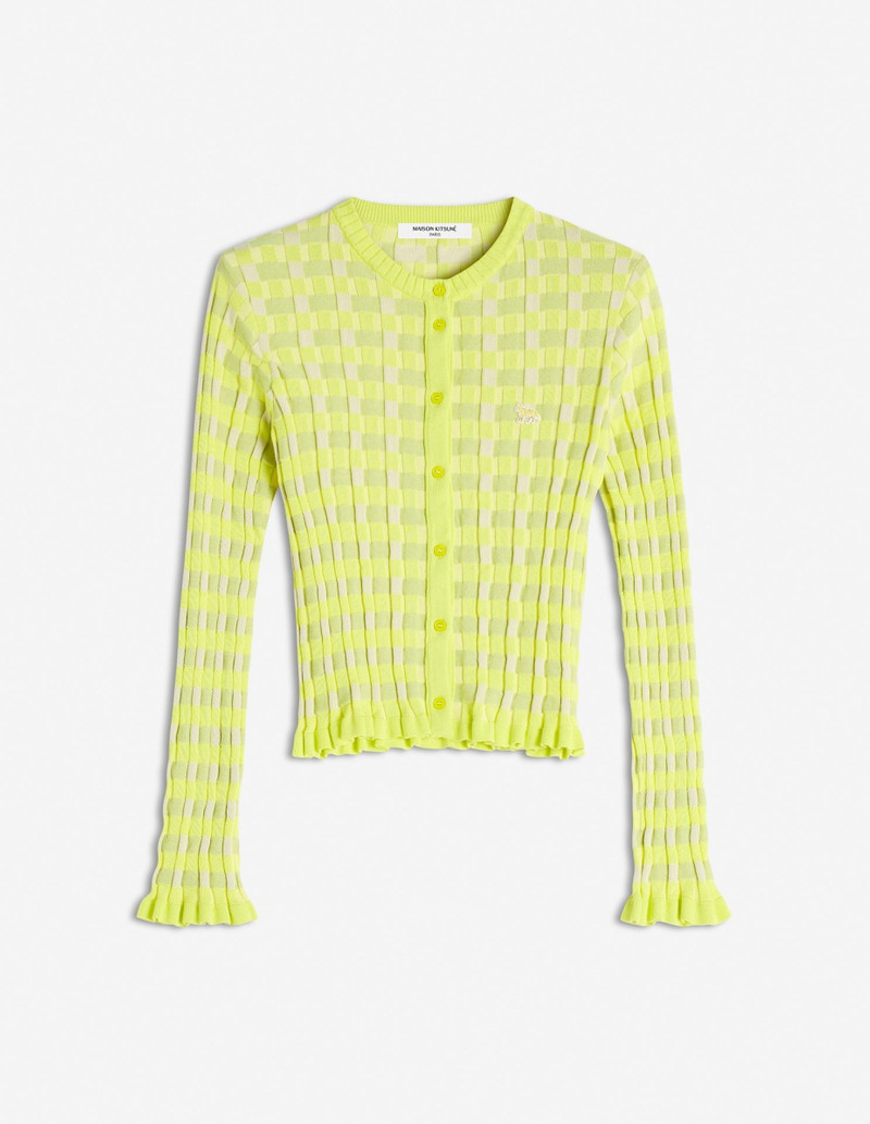 CHECKED RIBBED CARDIGAN 1