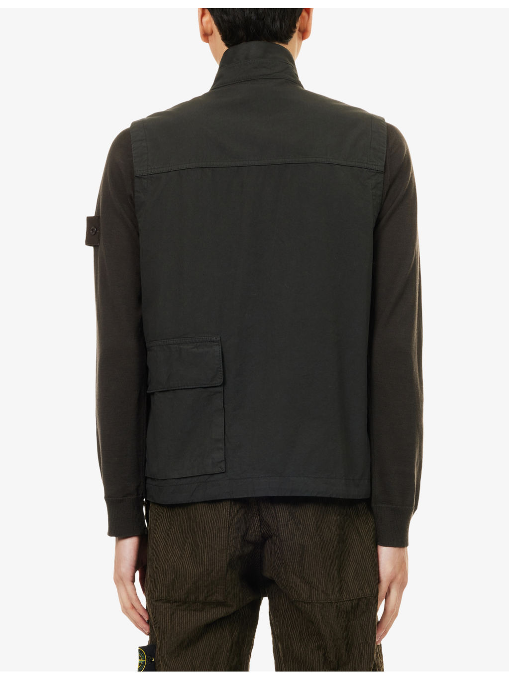 Logo-Badge Canvas Weave Cotton Vest - 4