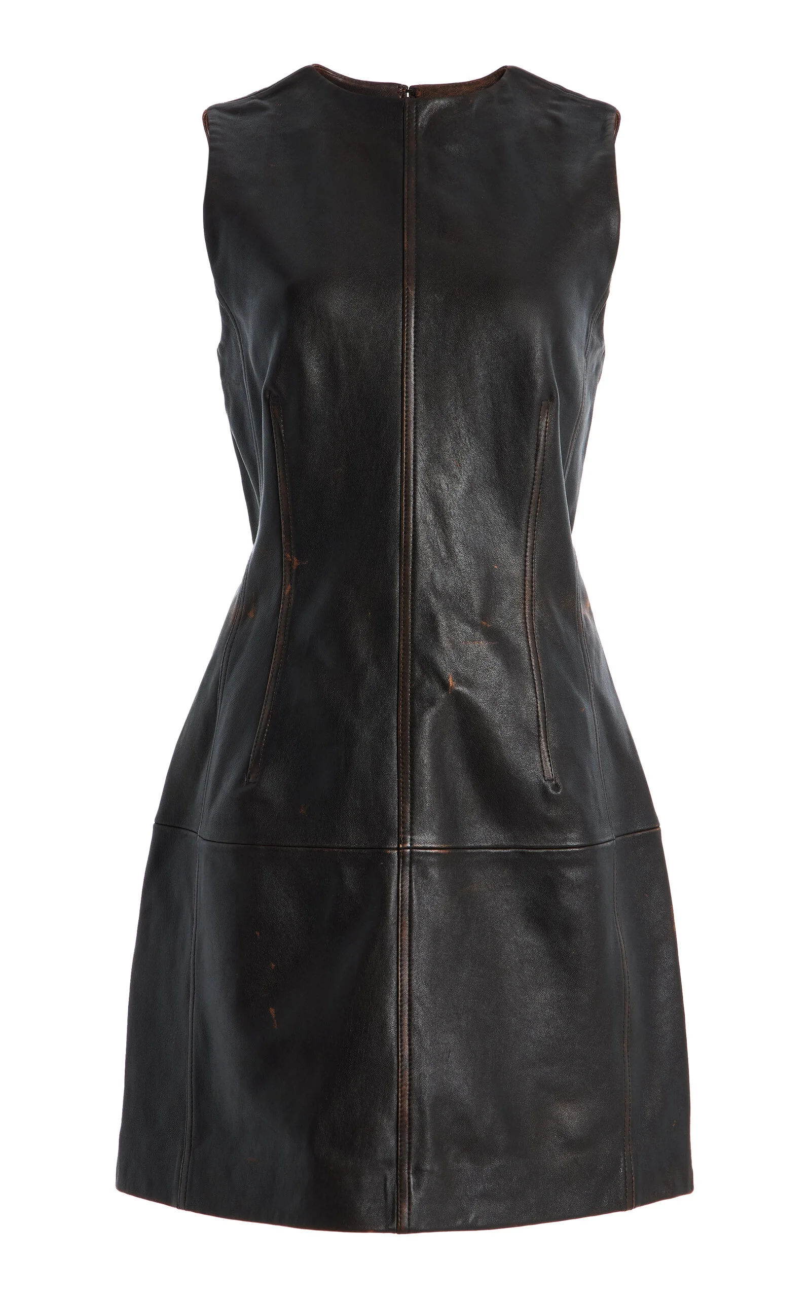 Binx Distressed Leather Mini Dress brown - 1