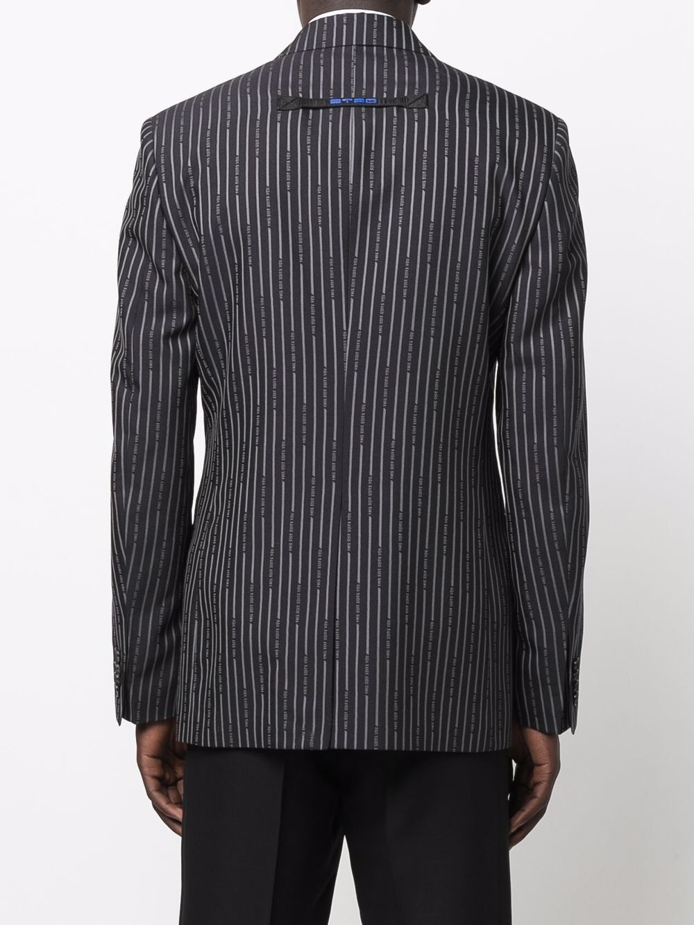 slogan-pinstripe double-breasted jacket - 4