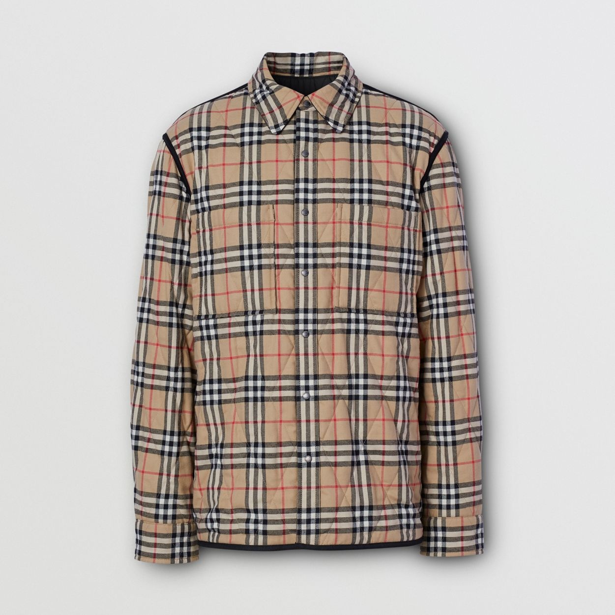 Reversible Quilted Vintage Check Cotton Overshirt - 1