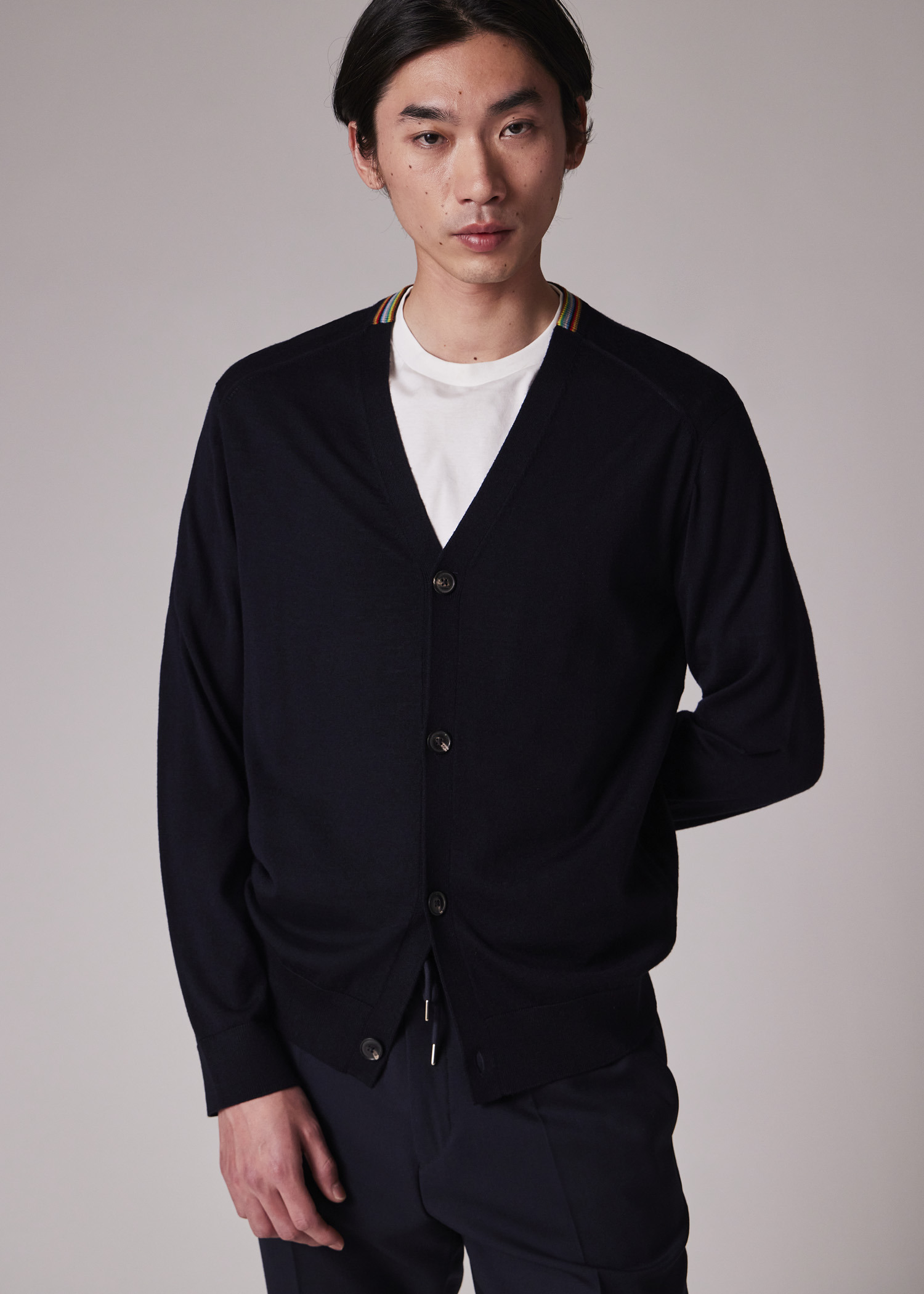 Dark Navy Washable Wool 'Signature Stripe' Cardigan - 6
