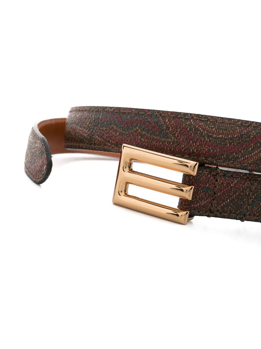 logo-buckle paisley leather belt - 2