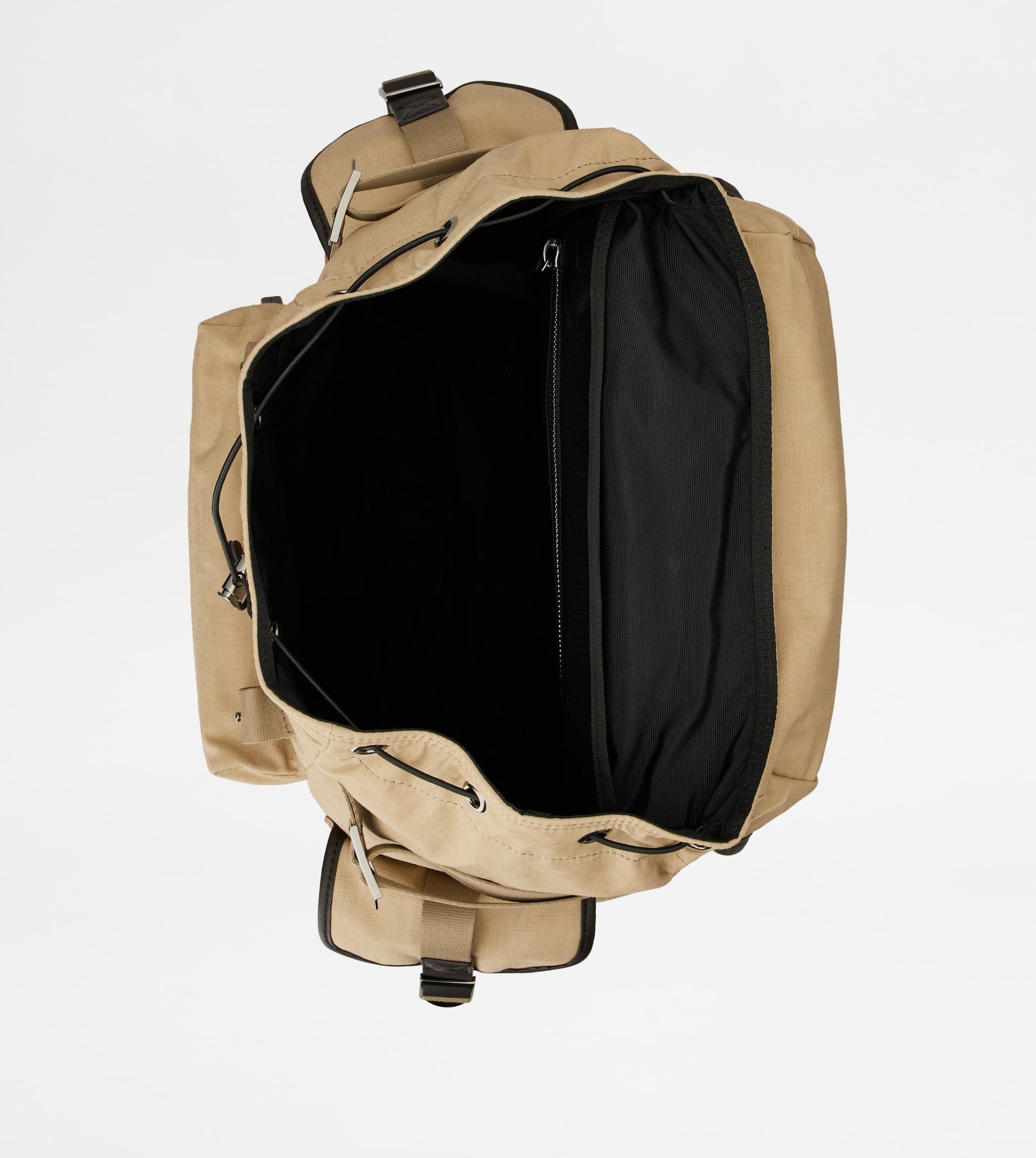 BACKPACK IN CANVAS AND LEATHER MEDIUM - BEIGE, BROWN - 4