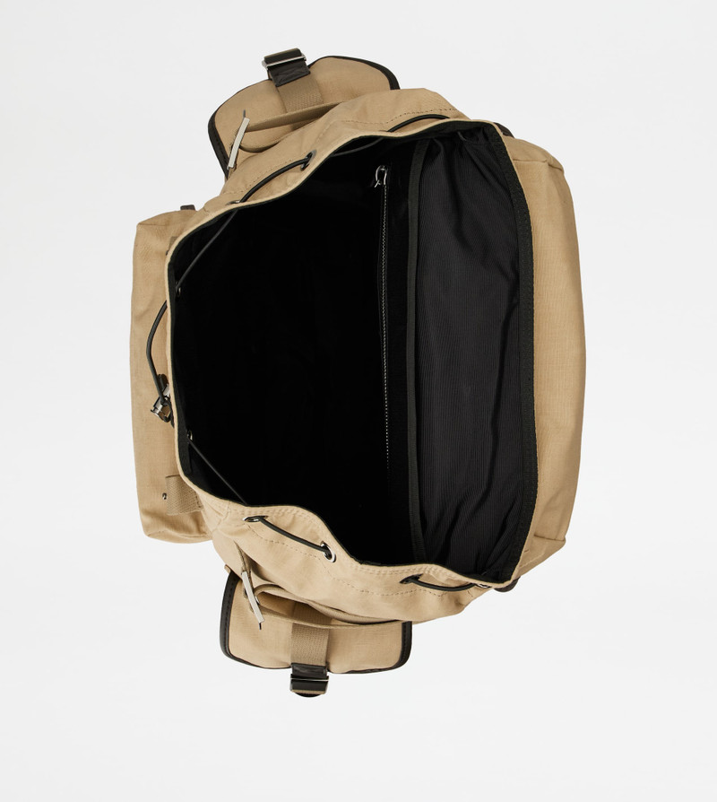 BACKPACK IN CANVAS AND LEATHER MEDIUM - BEIGE, BROWN 4