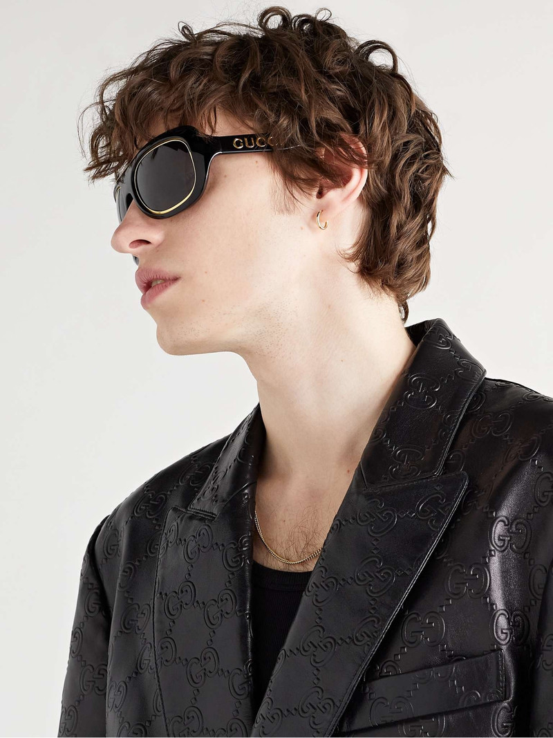 GUCCI Navigator D-Frame Acetate and Gold-Tone Sunglasses outlook