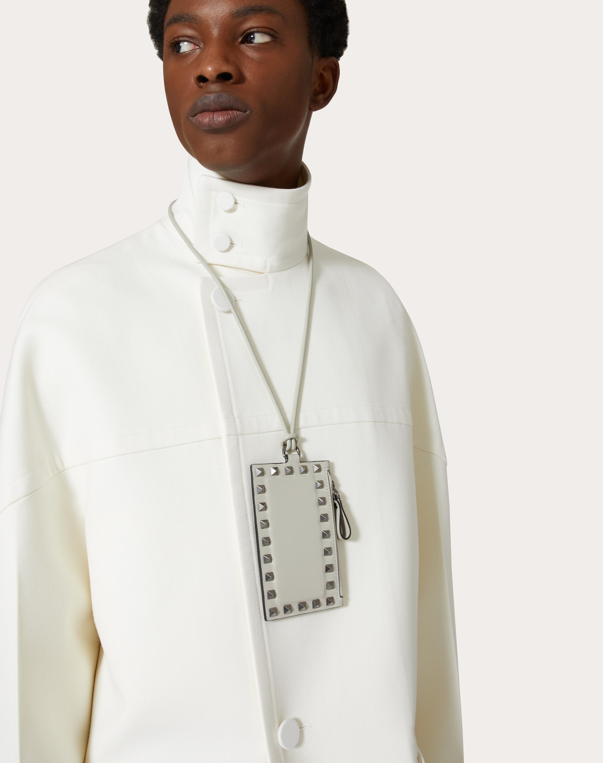 ROCKSTUD CALFSKIN CARD HOLDER WITH NECK STRAP - 5