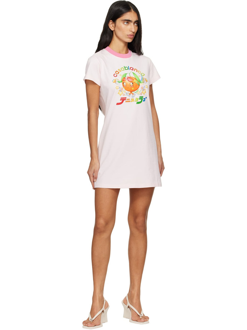 CASABLANCA Pink Orange Mascot Printed T-shirt Minidress outlook